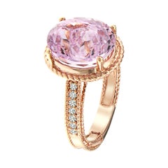 Kunzite Diamond Ring 14k Rose Gold