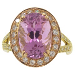 Kunzit-Diamant-Ring aus zweifarbigem Roségold