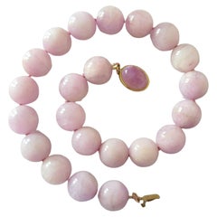 Kunzite Beaded Necklace with Iridescent Clasp by Noblesse Oblige