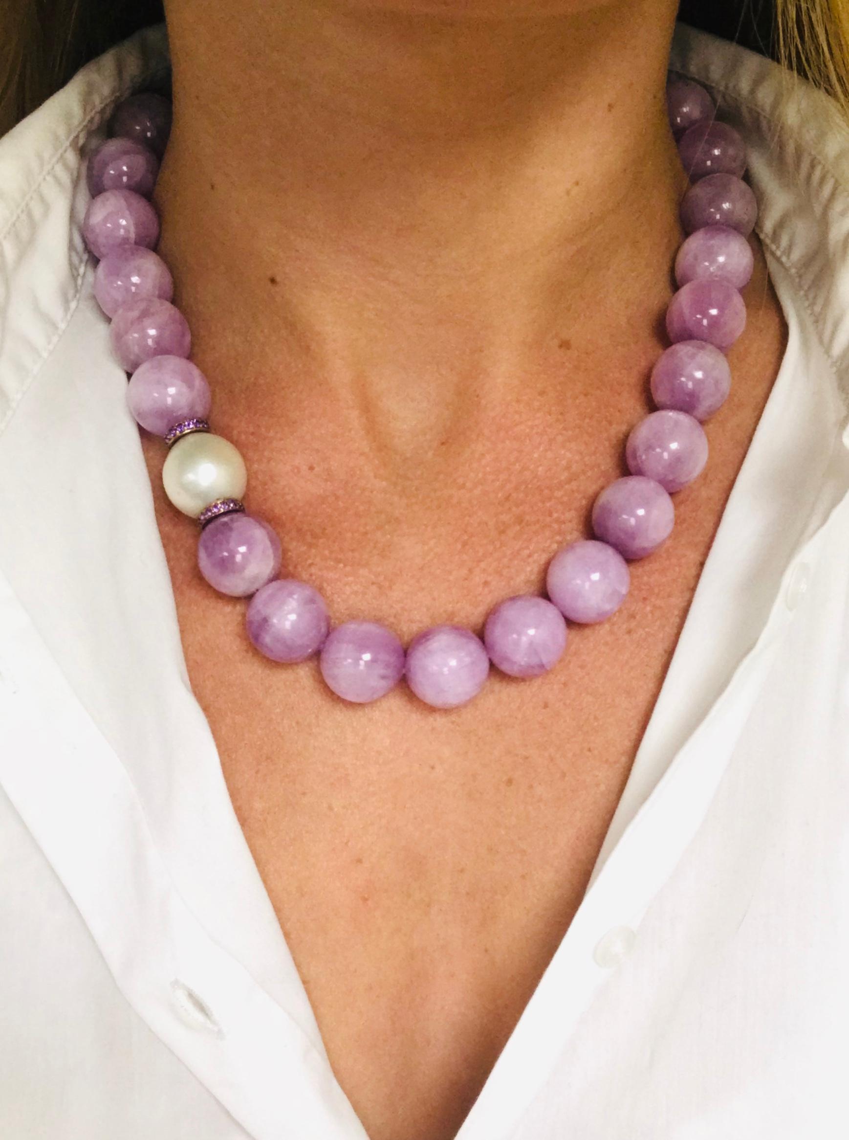 Kunzite Pearl, Amethyst and Freshwater Pearl, Rose Gold Beaded Necklace 1