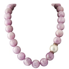 Kunzit Perle:: Amethyst und Süßwasserperle:: Rose Gold Perlenkette