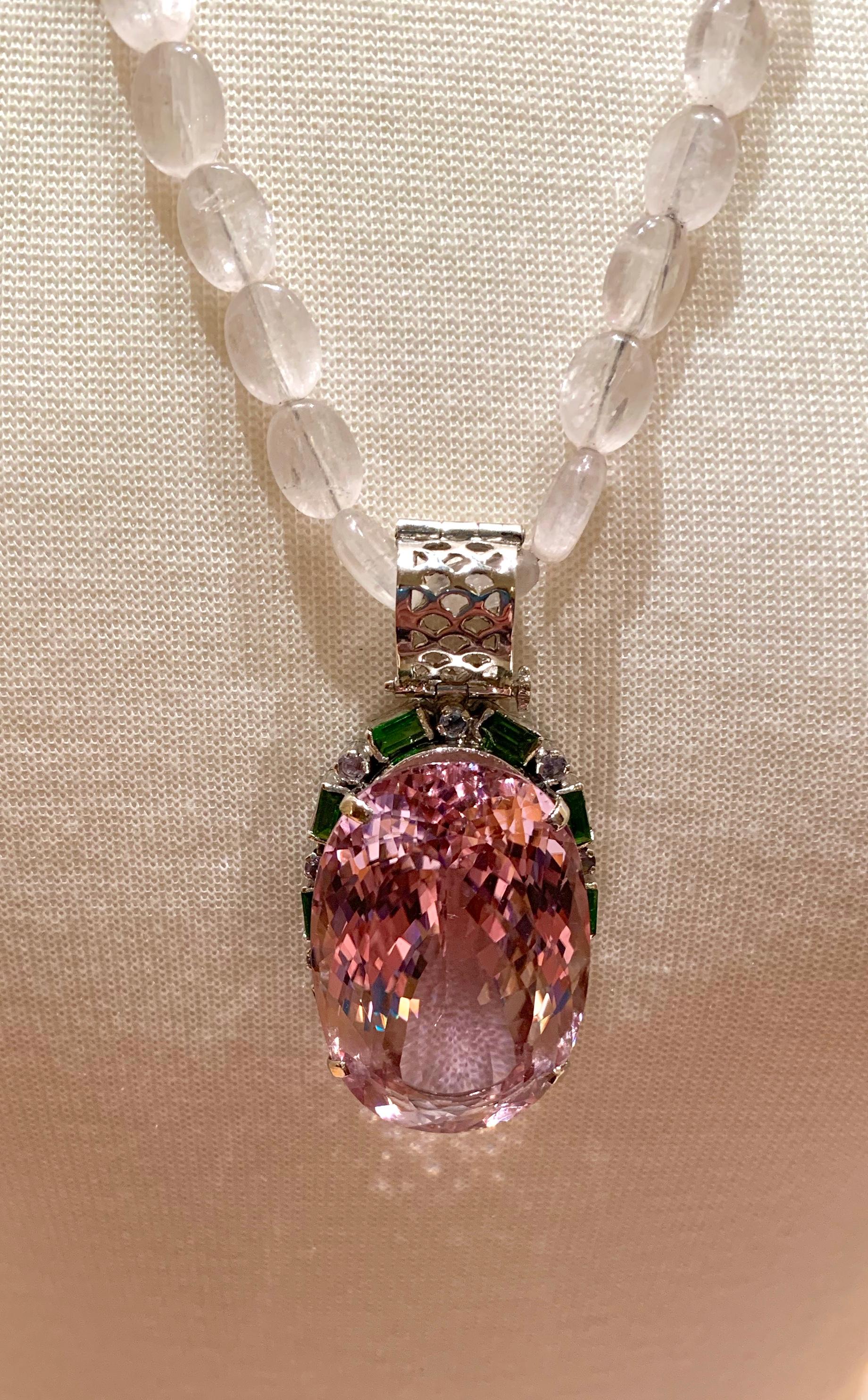 Artigiano 182,15 Carati Collana di ciondoli di Kunzite non riscaldata Cromo Diopside Tanzanite in vendita