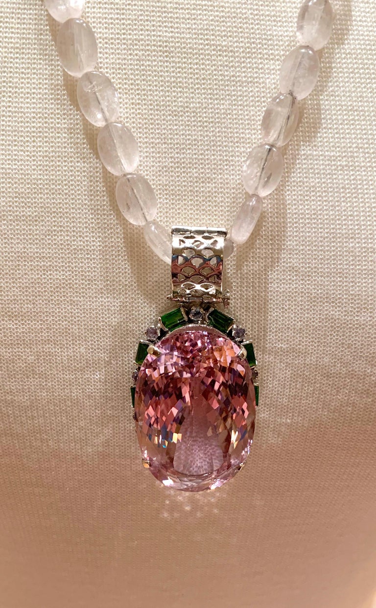 182.15 Carat Kunzite Pendant Necklace Chrome Diopside Tanzanite For