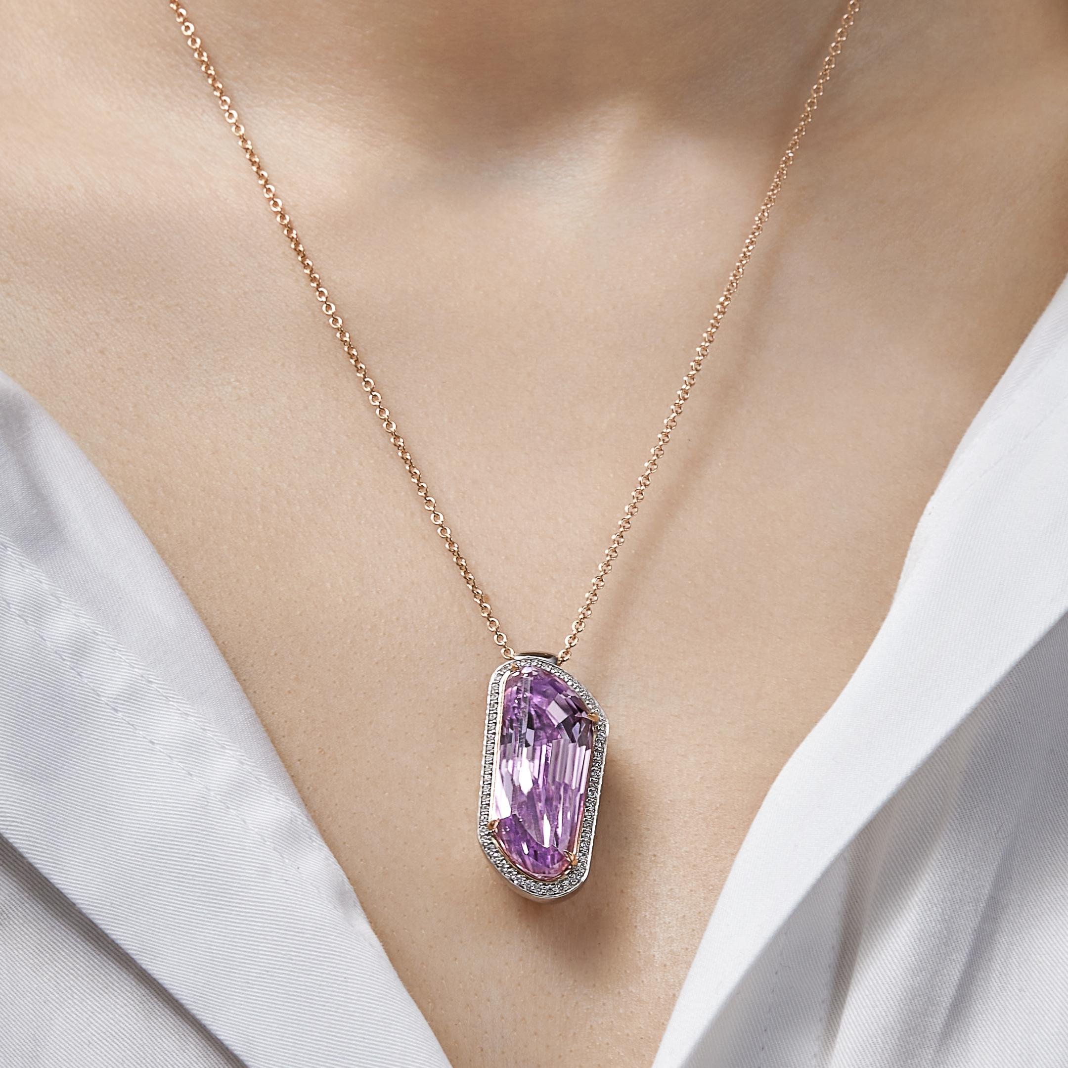 Contemporary Kunzite Pendant Necklace For Sale