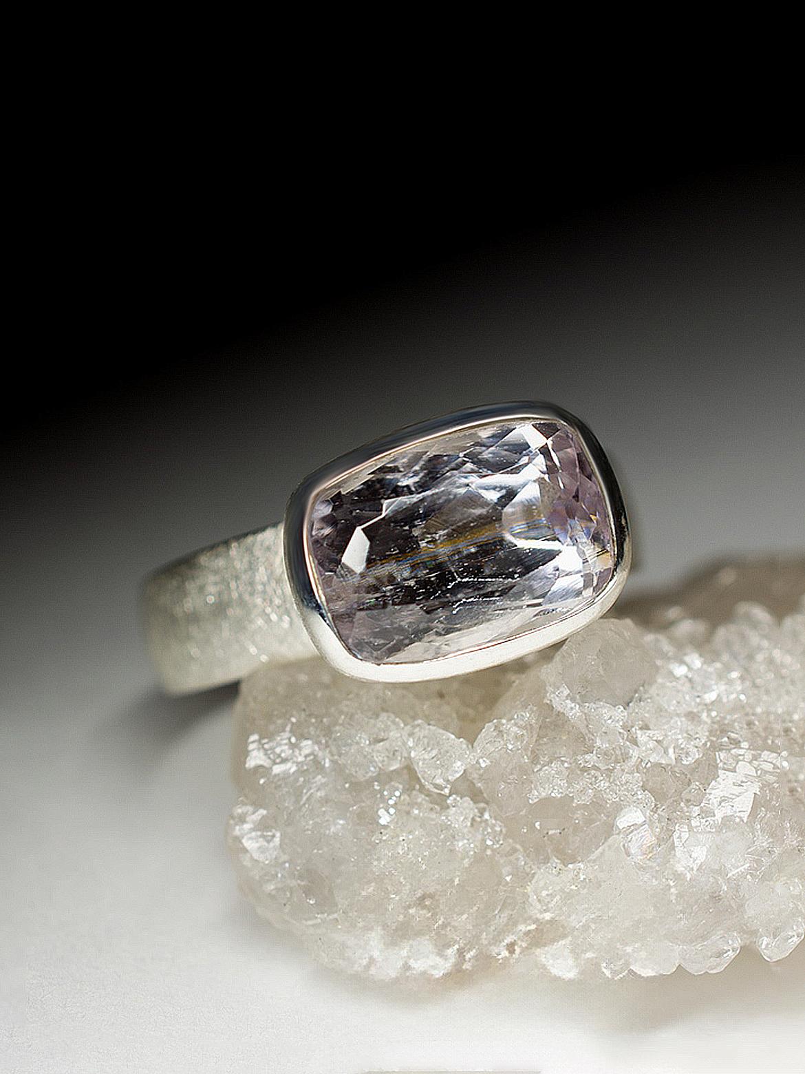 Kunzite Ring Silver Natural Pink Gemstone   For Sale 5