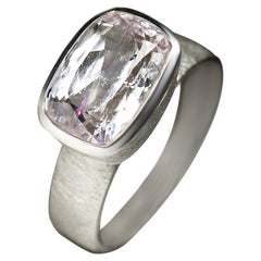 Kunzite Ring Silver Natural Pink Gemstone  