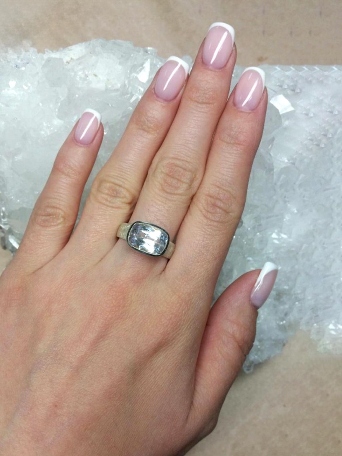 Cushion Cut Kunzite Ring Silver Natural Pink Gemstone gift vintage ring 8 size For Sale