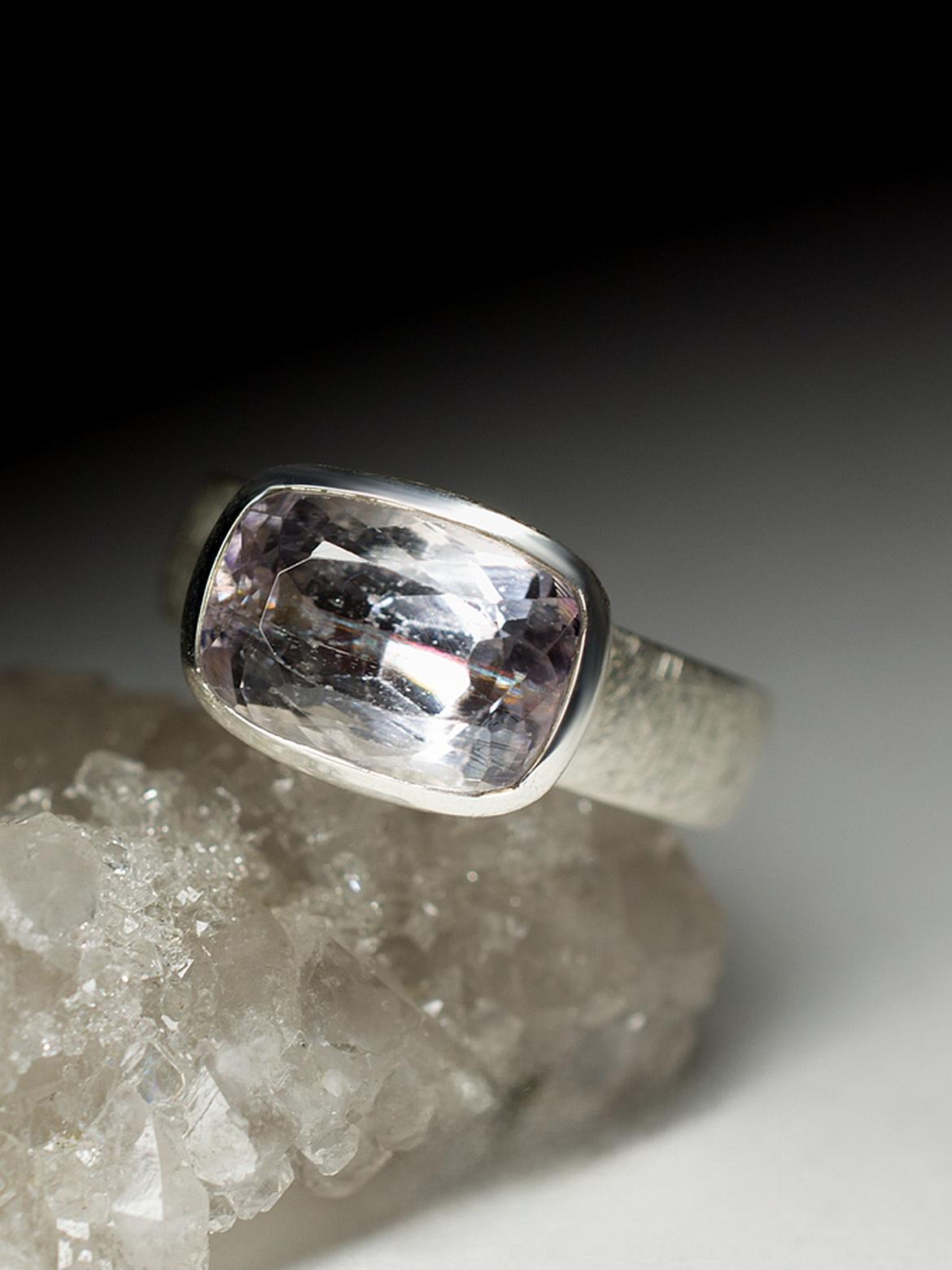 Kunzite Ring Silver Natural Pink Gemstone gift vintage ring 8 size For Sale 3