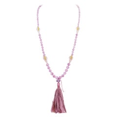 Kunzite, Rose Quartz, Amethyst, Yellow Jade Mala / Prayer / Meditation Necklace