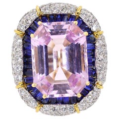 Kunzite Sapphire Diamond Gold Cocktail Ring