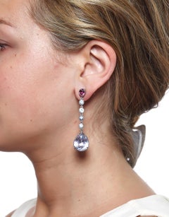 Kunzite Tourmaline Zircon Drop Earrings