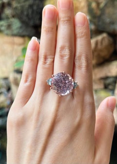 Kunzite with Aquamarine Ring set in 14K Rose Gold Settings