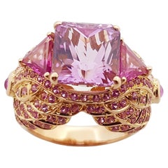 Kunzite with Pink Sapphire Ring Set 18 Karat Rose Gold Settings