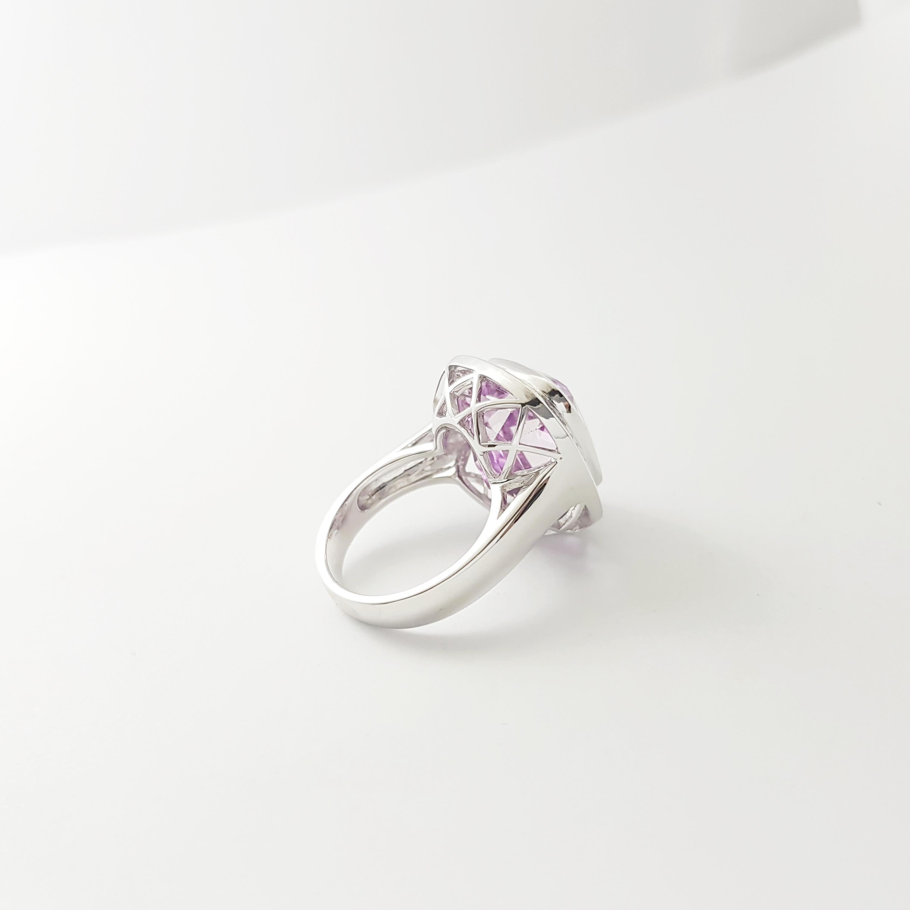 Kunzite with Pink Sapphire Ring set in 18K White Gold Settings For Sale 2
