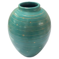 Kupittaan Savi Large Turquoise Ground Vase, Mid-Century Finland