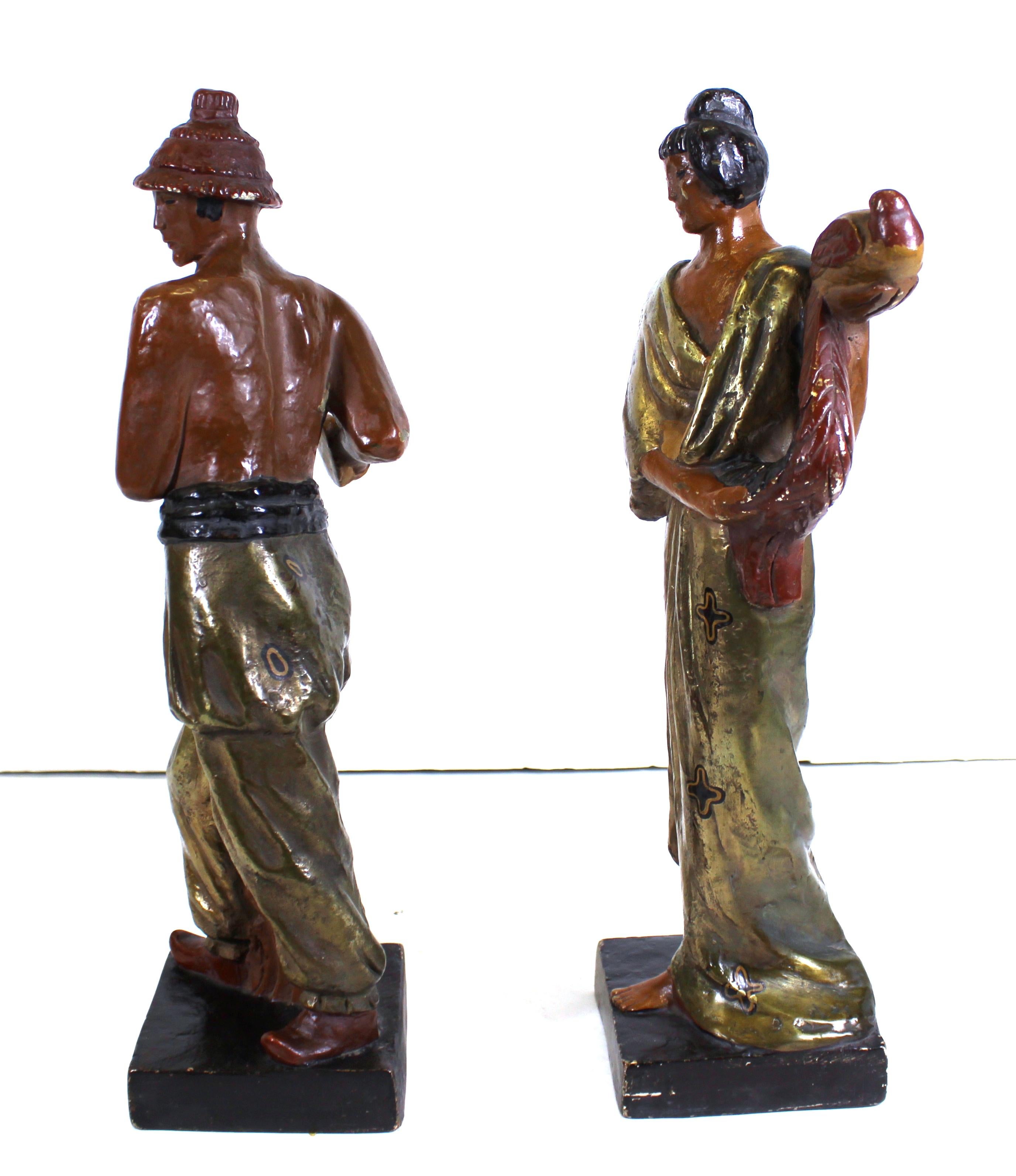 American Kupur Art Deco Japonesque Copper-Clad Terracotta Sculptures