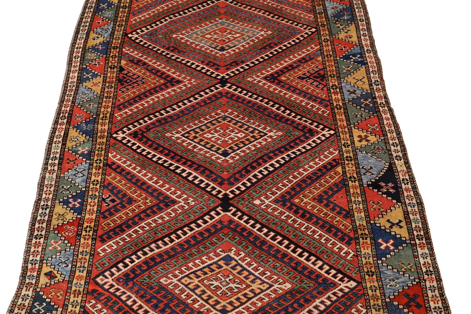 Hand-Knotted Kurd Antique rug, Colorful - 5'11