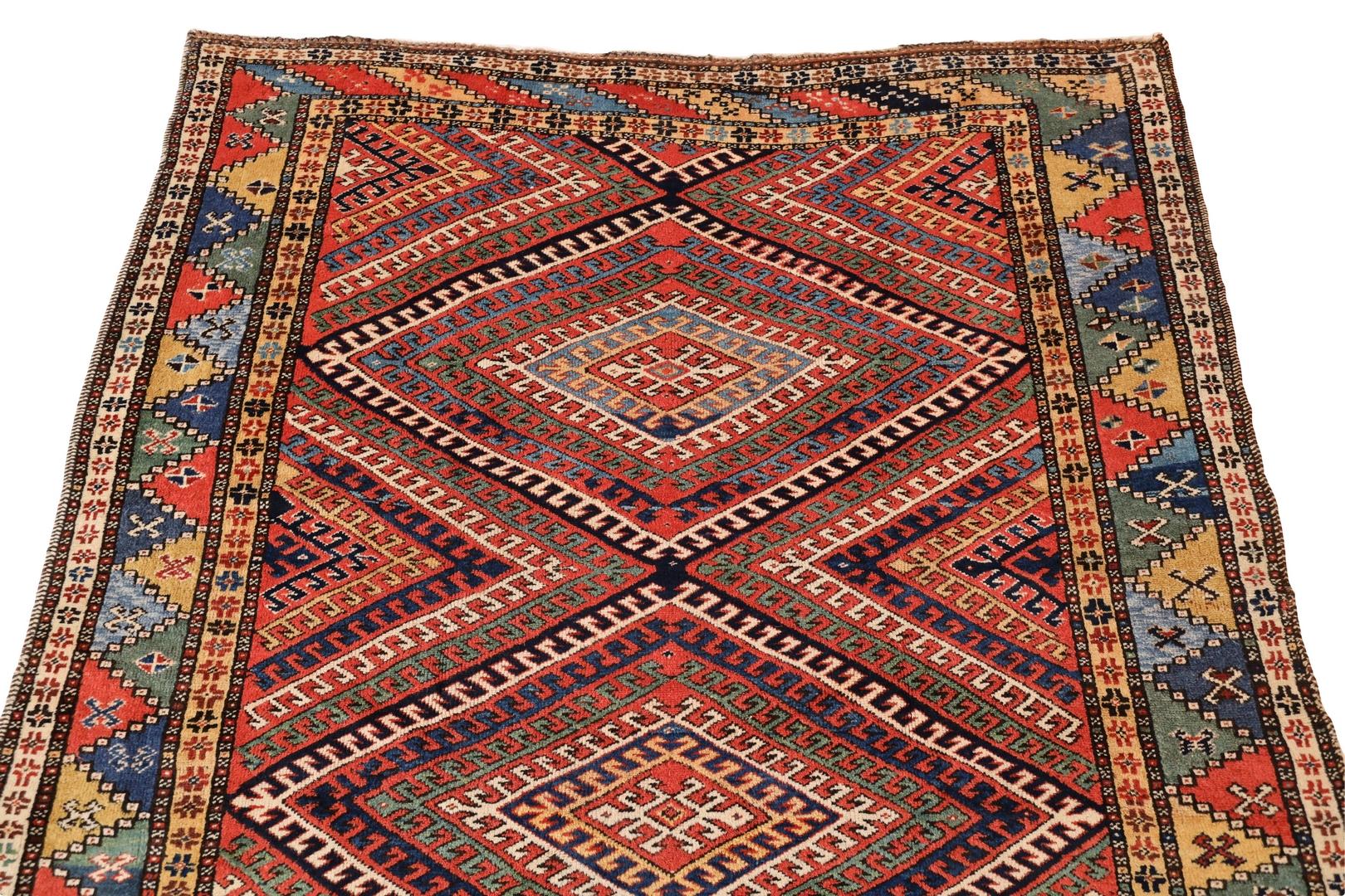 20th Century Kurd Antique rug, Colorful - 5'11