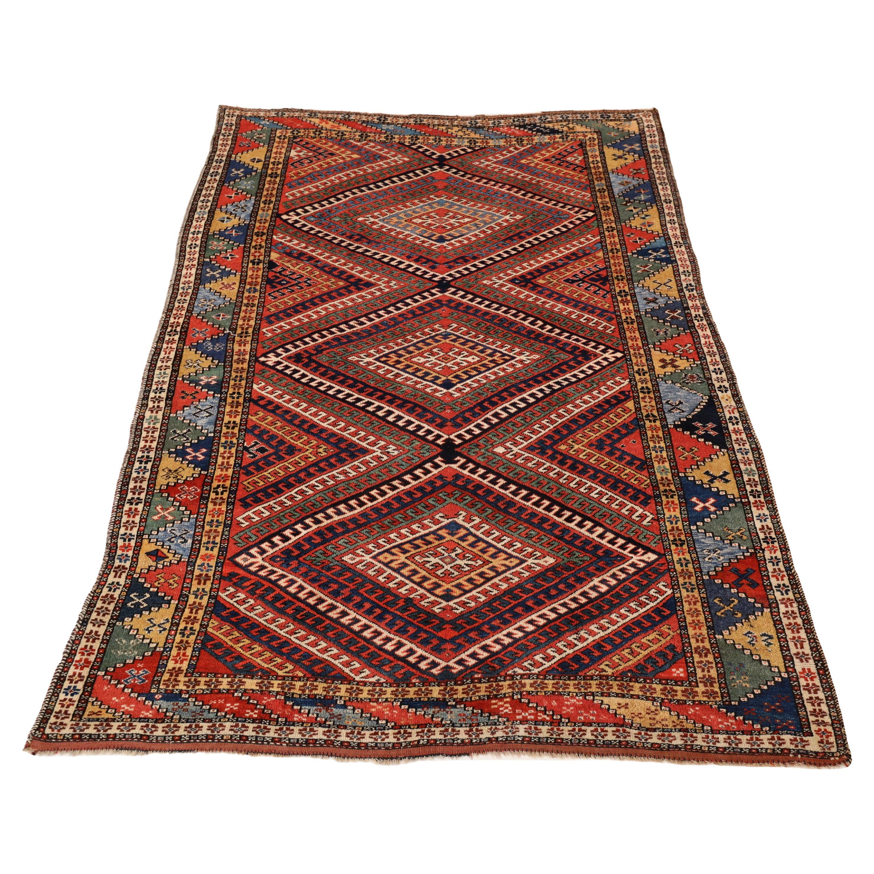 Kurd Antique rug, Colorful - 5'11" x 8'0" For Sale