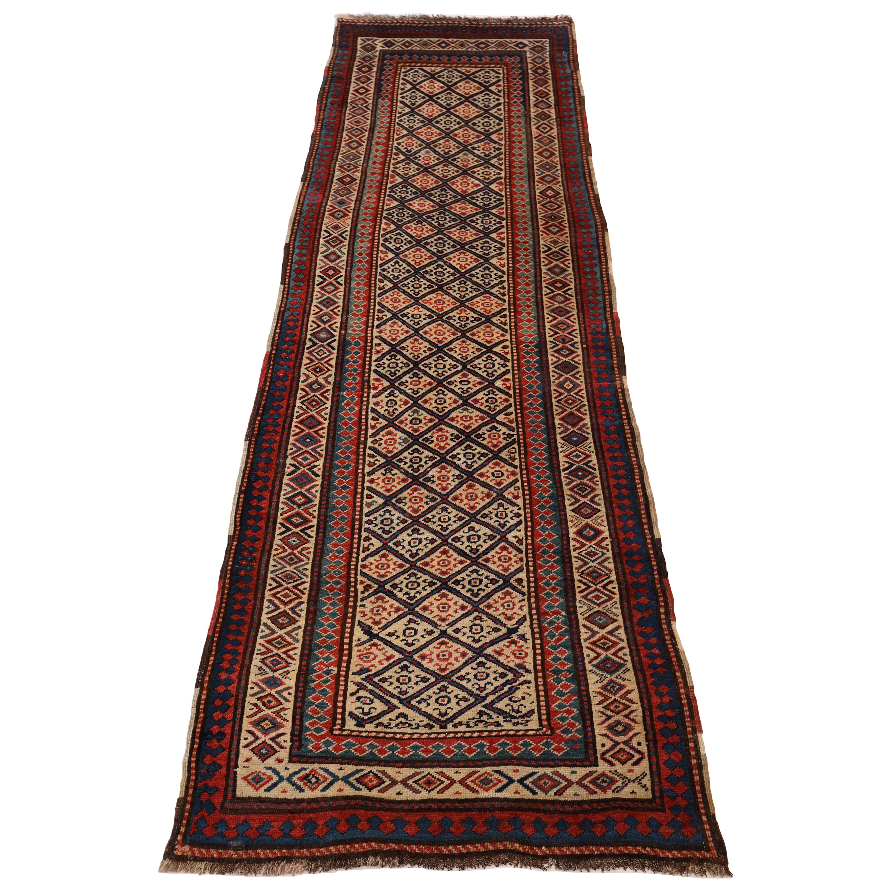 Runner Kurd Antique, All-Over Geometrico - 3'5" x 10'4" in vendita