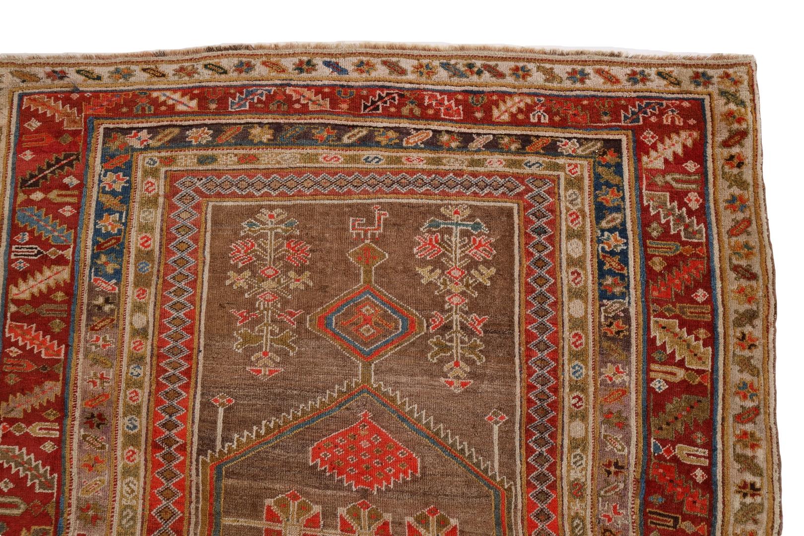 Kurd-Bidjar Antique rug, Brown Red Blue - 4'7