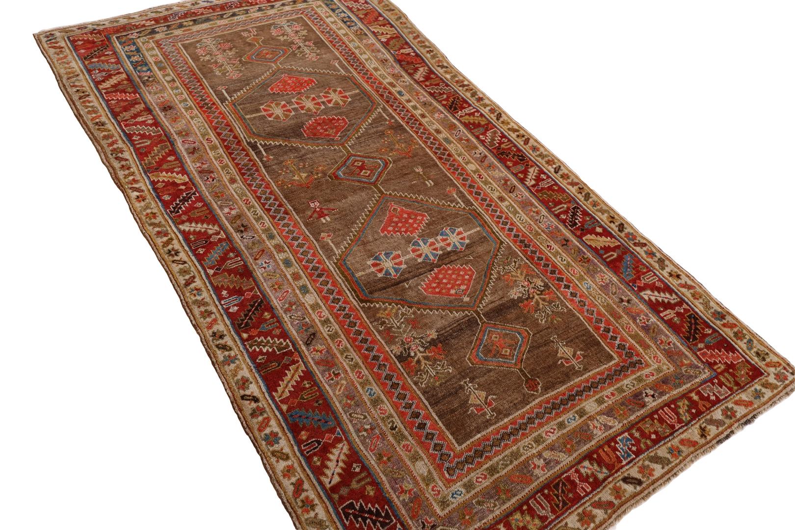 Other Kurd-Bidjar Antique rug, Brown Red Blue - 4'7