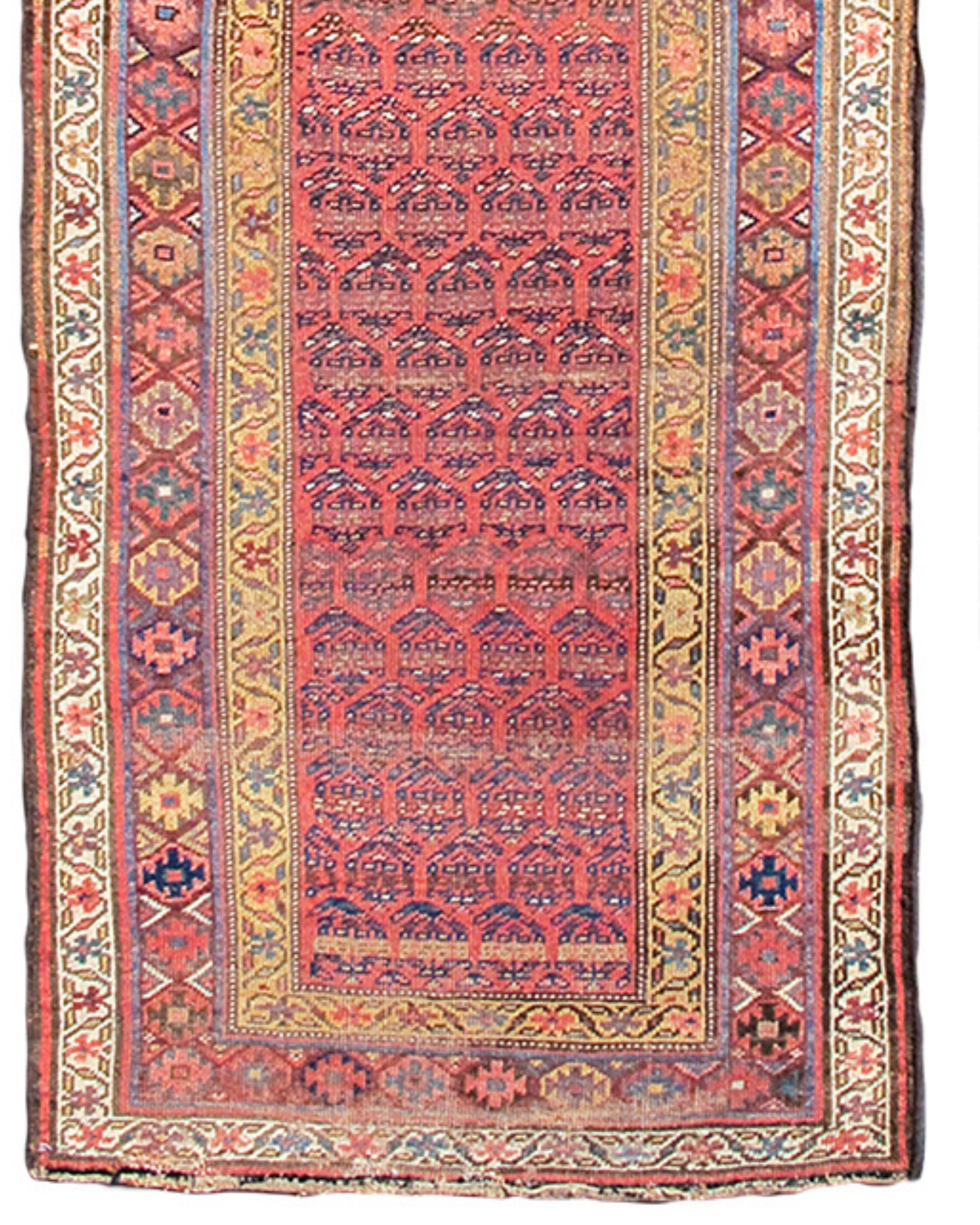 Hand-Knotted Kurd Bidjar Runner Rug, Late 19th century For Sale