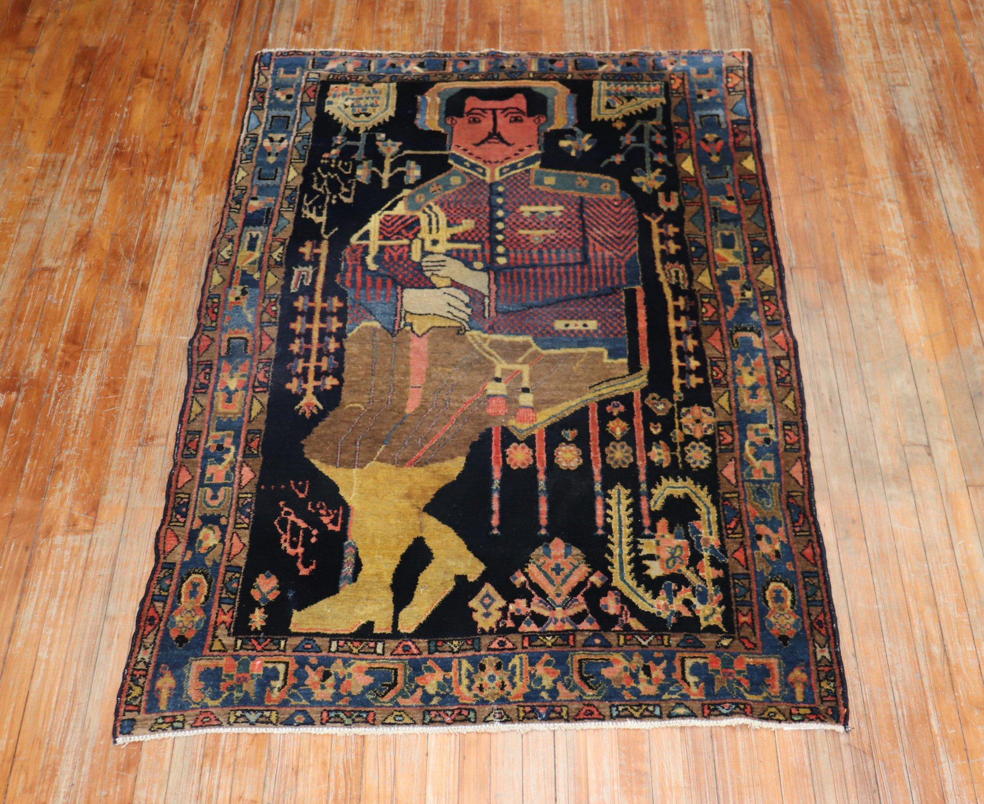 Kurdish Colonel Mohammad Tagi-Khan Persian Pictorial Rug For Sale 2