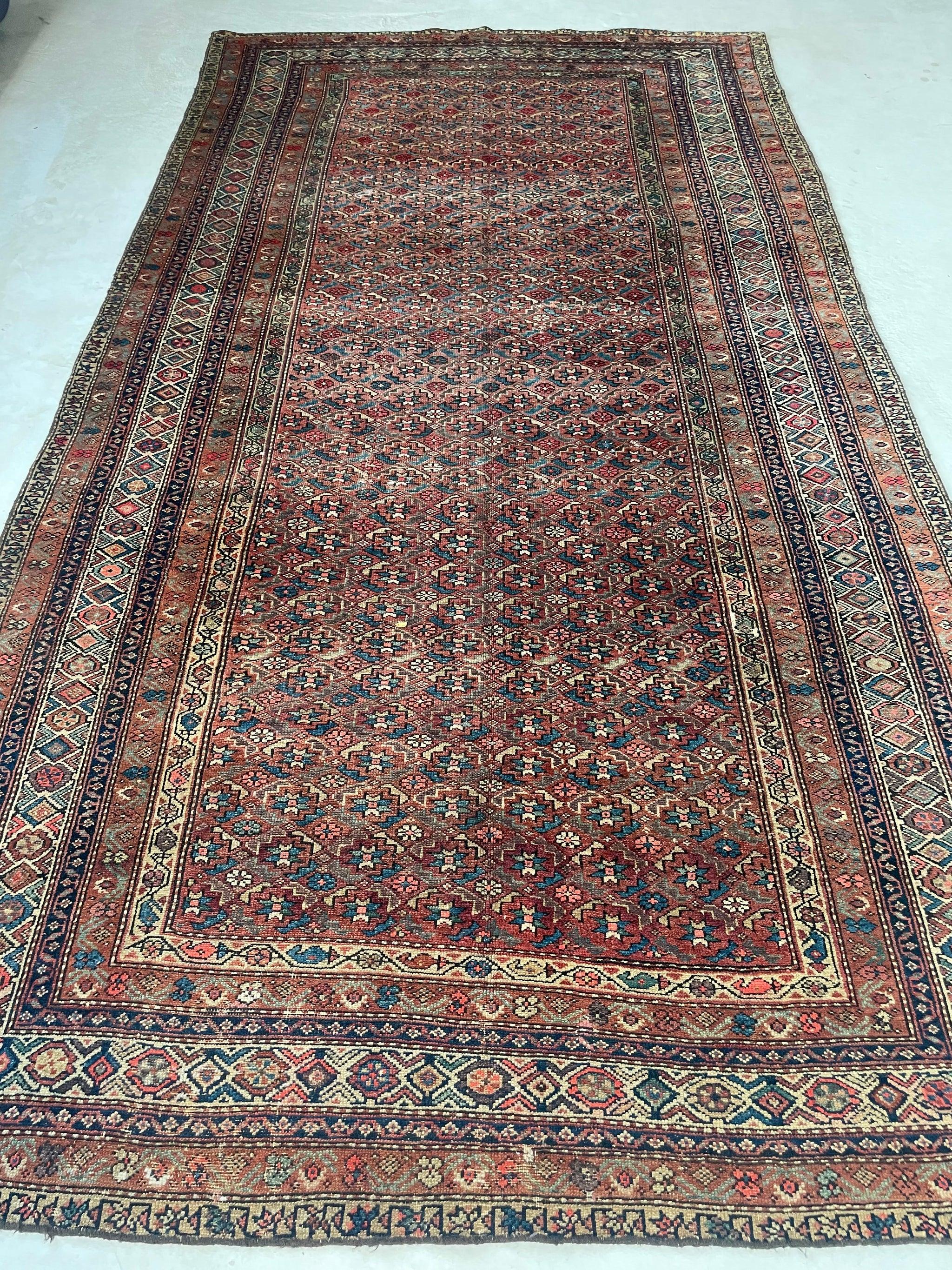 Rare Size Kurdish Gallery Runner Carpet   Terracotta, Clay, Rust, Purple, Green, Blues, Etc

About: Unreal piece with insane color palette!! This size alone is wild, but it just happens to be Beautiful!

Size:  6.6 x  12.4
Age: Antique, C. 1930's