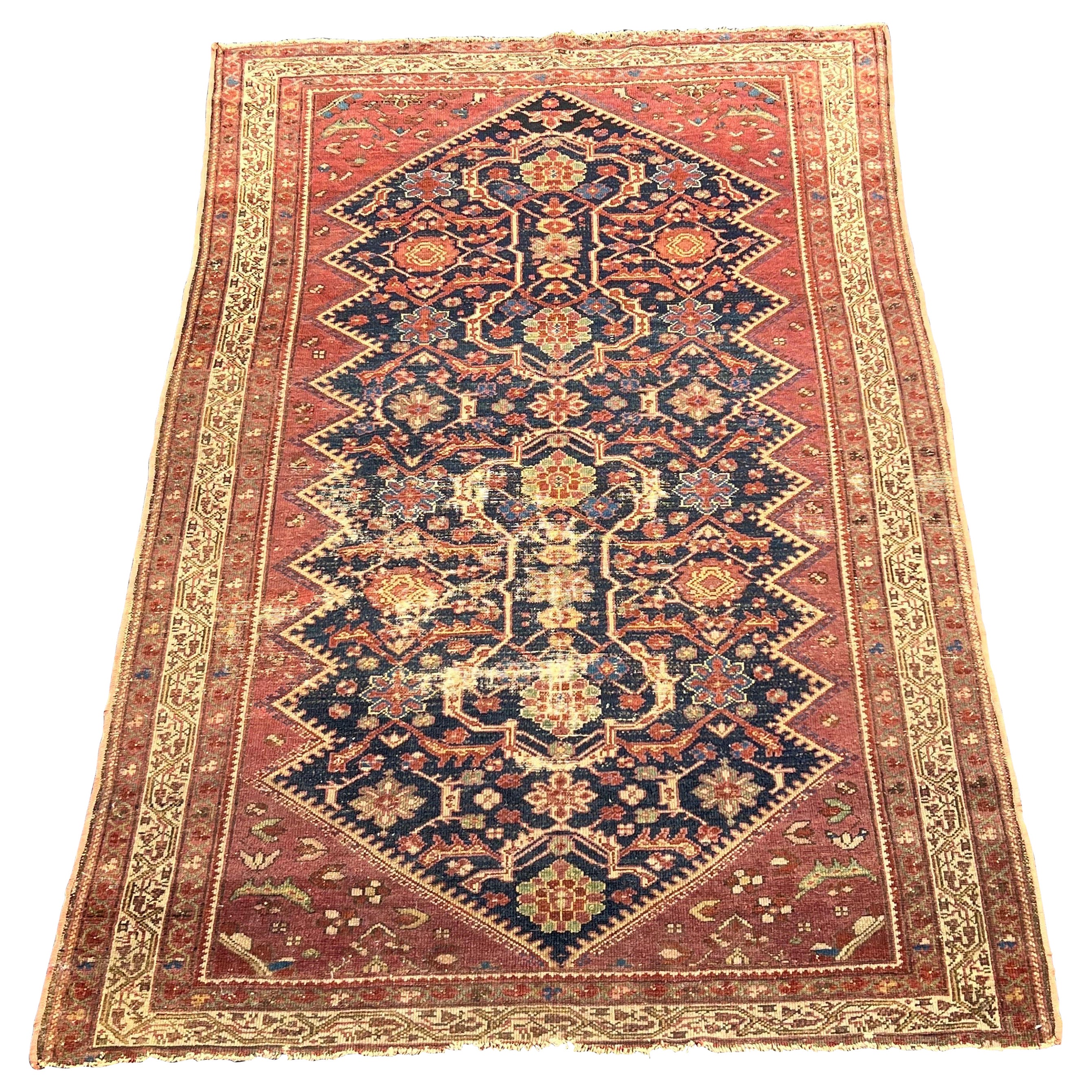 Tappeto tribale curdo Hamadan 4' x 6' in vendita