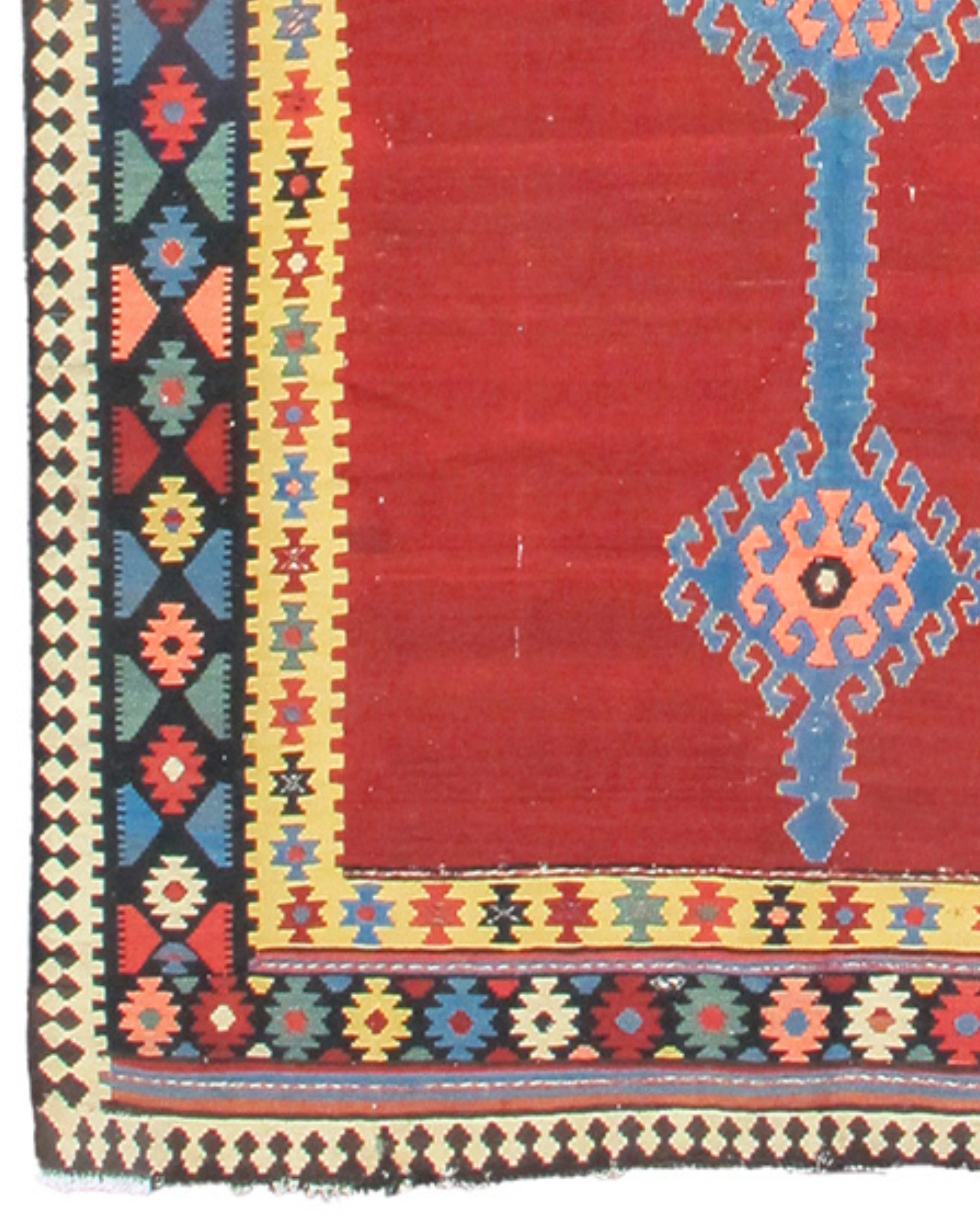 Hand-Knotted Antique Kurdish Kilim Runner, Late 19th Century For Sale