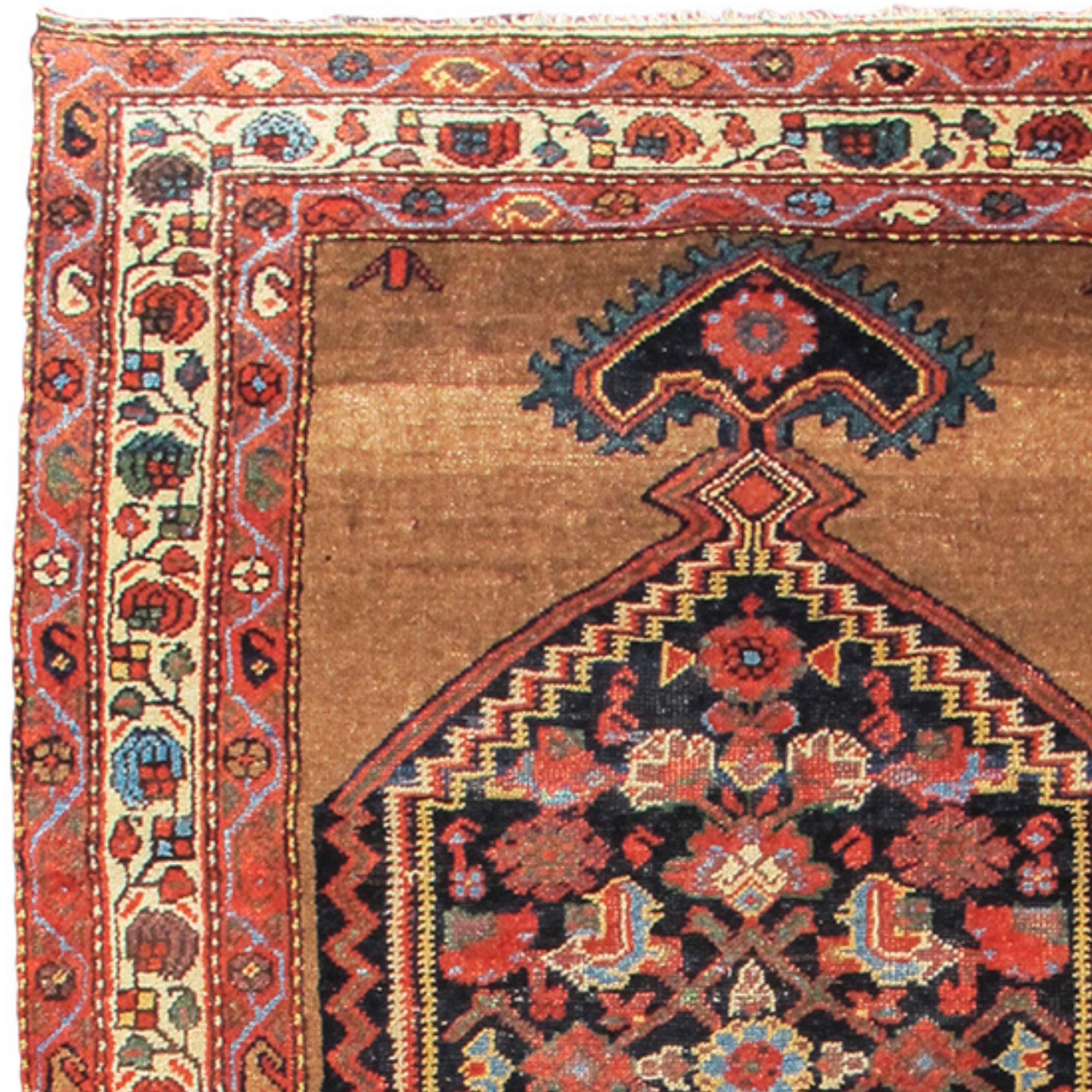 Red and Camel Floral Kurdish Rug, c. 1900

Additional Information:
Dimensions: 6'8