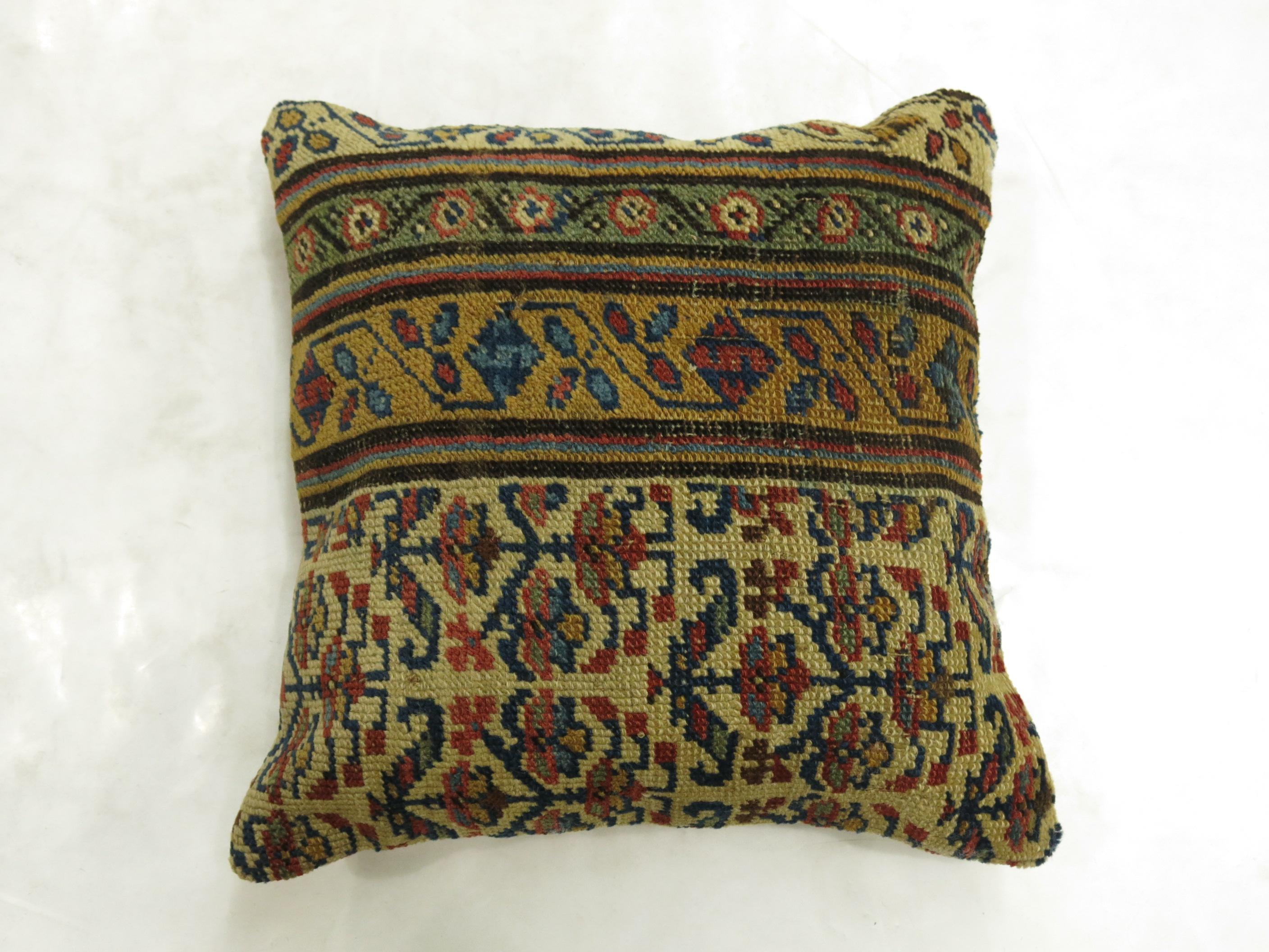 Tribal Kurdish Rug Pillow In Good Condition For Sale In New York, NY