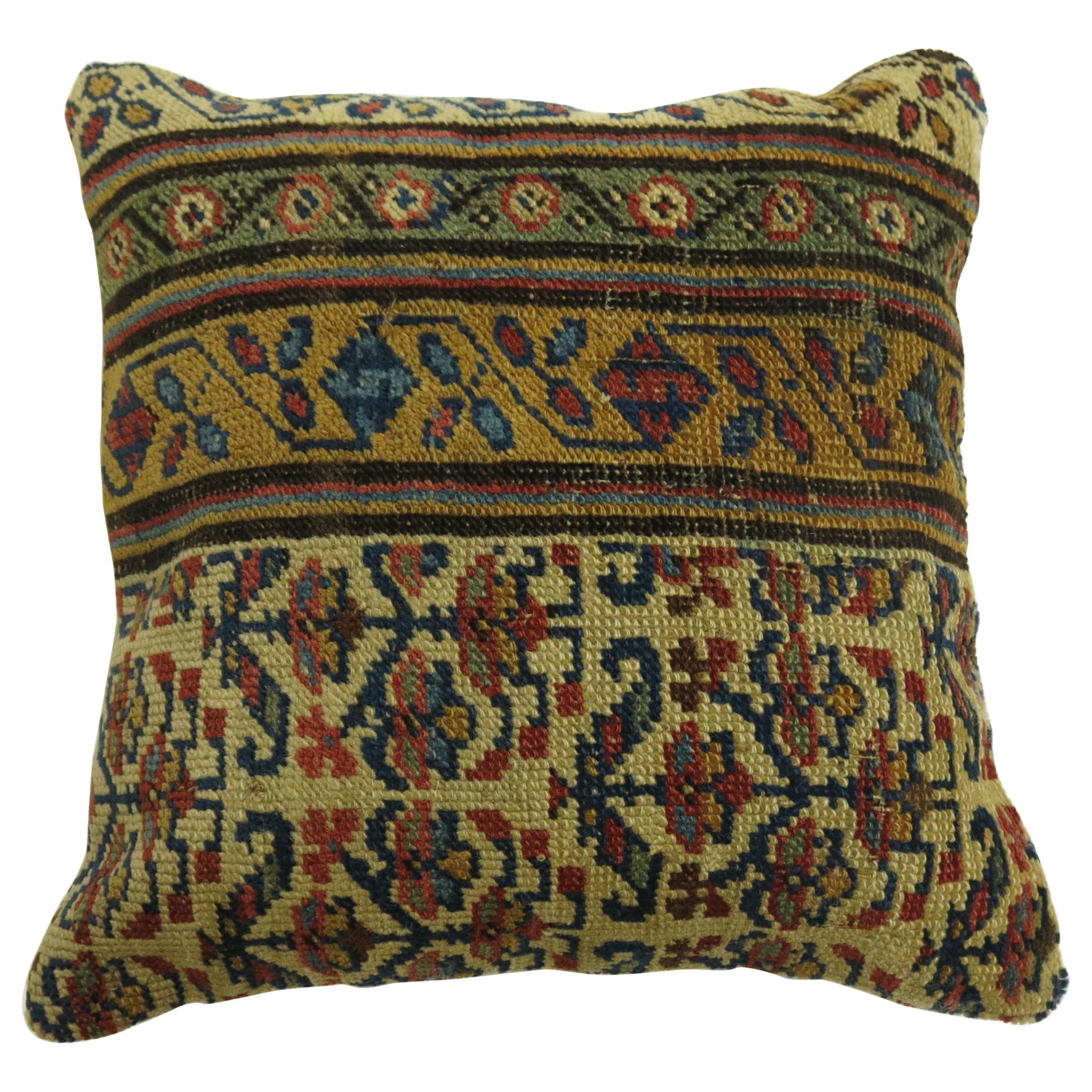 Tribal Kurdish Rug Pillow For Sale