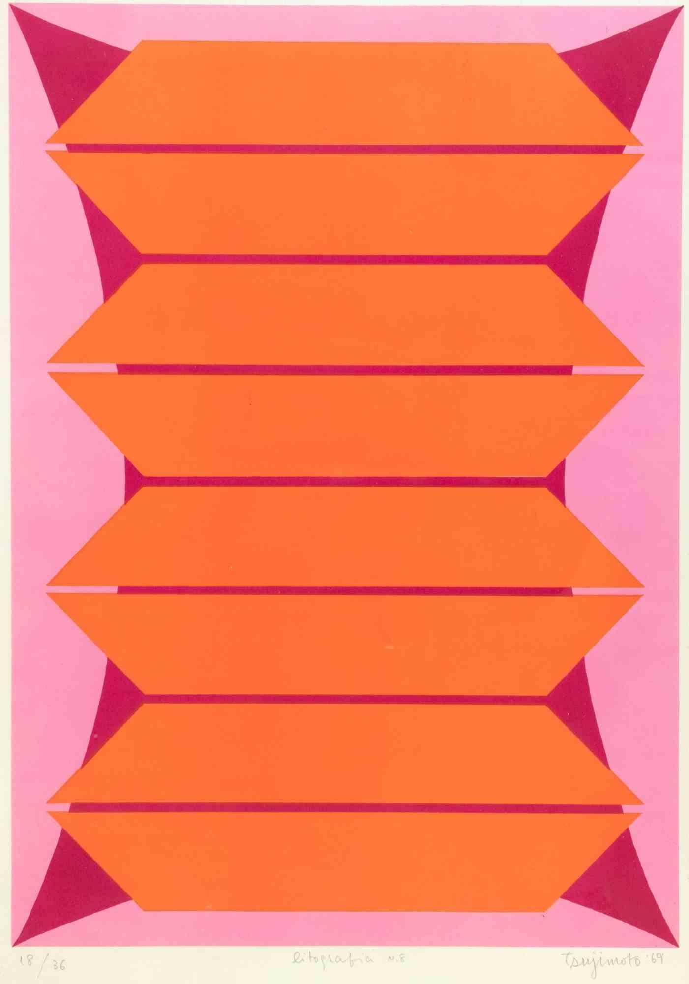 Abstract Composition - Lithograph by Kuri Tsushimoto - 1969 For Sale 1