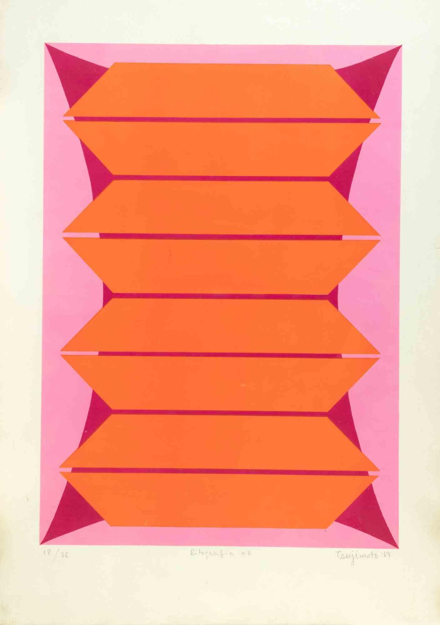 Abstract composition is a composition realized in 1969 by the artist Kuri Tsushimoto.

Mixed colored lithograph.

Hand signed, dated and numbered on the lower margin.

Edition of 18/36.
