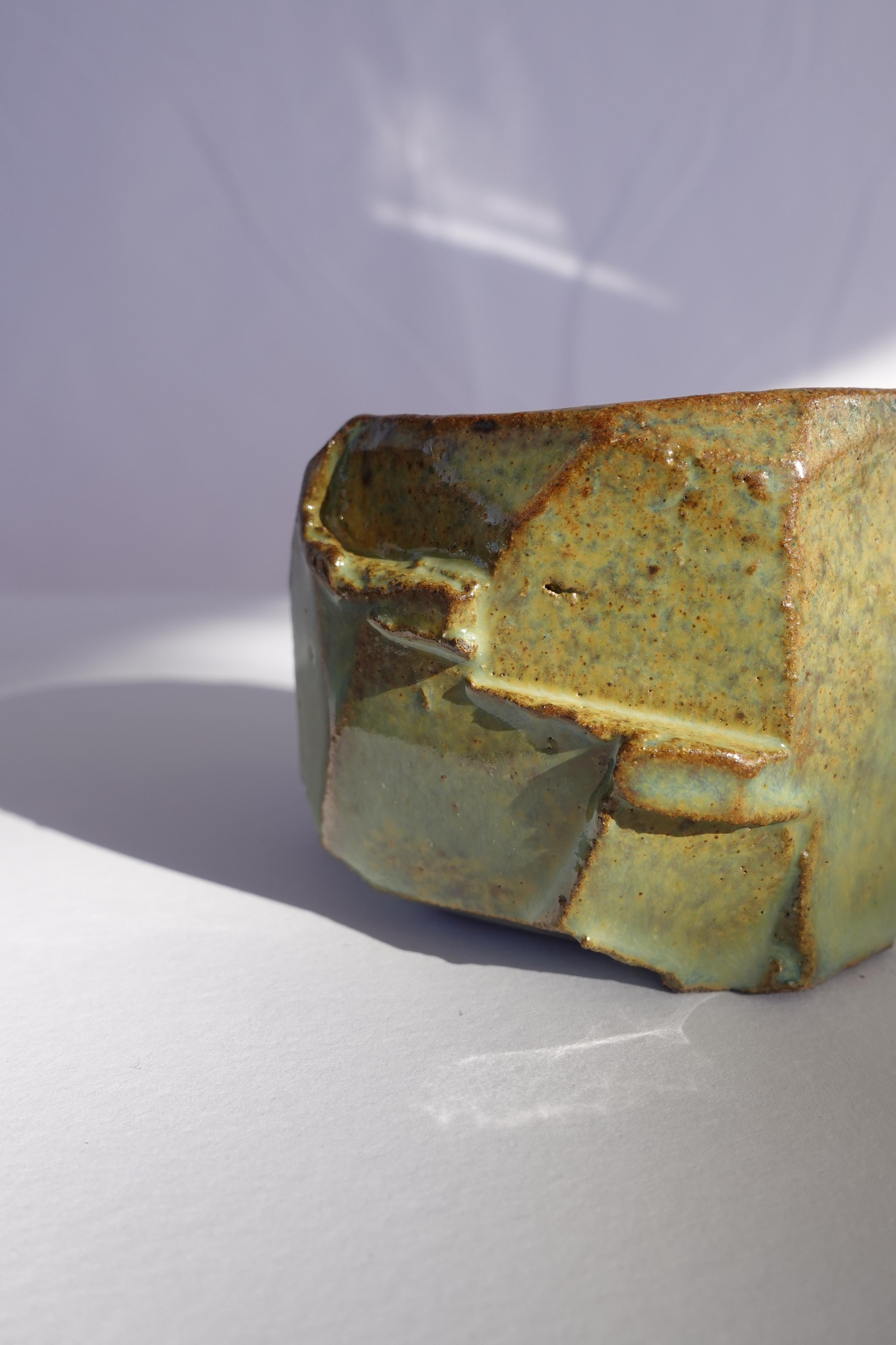 Kurinuki Carved Coffee Cup by Audrey Vo Van – Stoneware - Wabi-Sabi For Sale 2