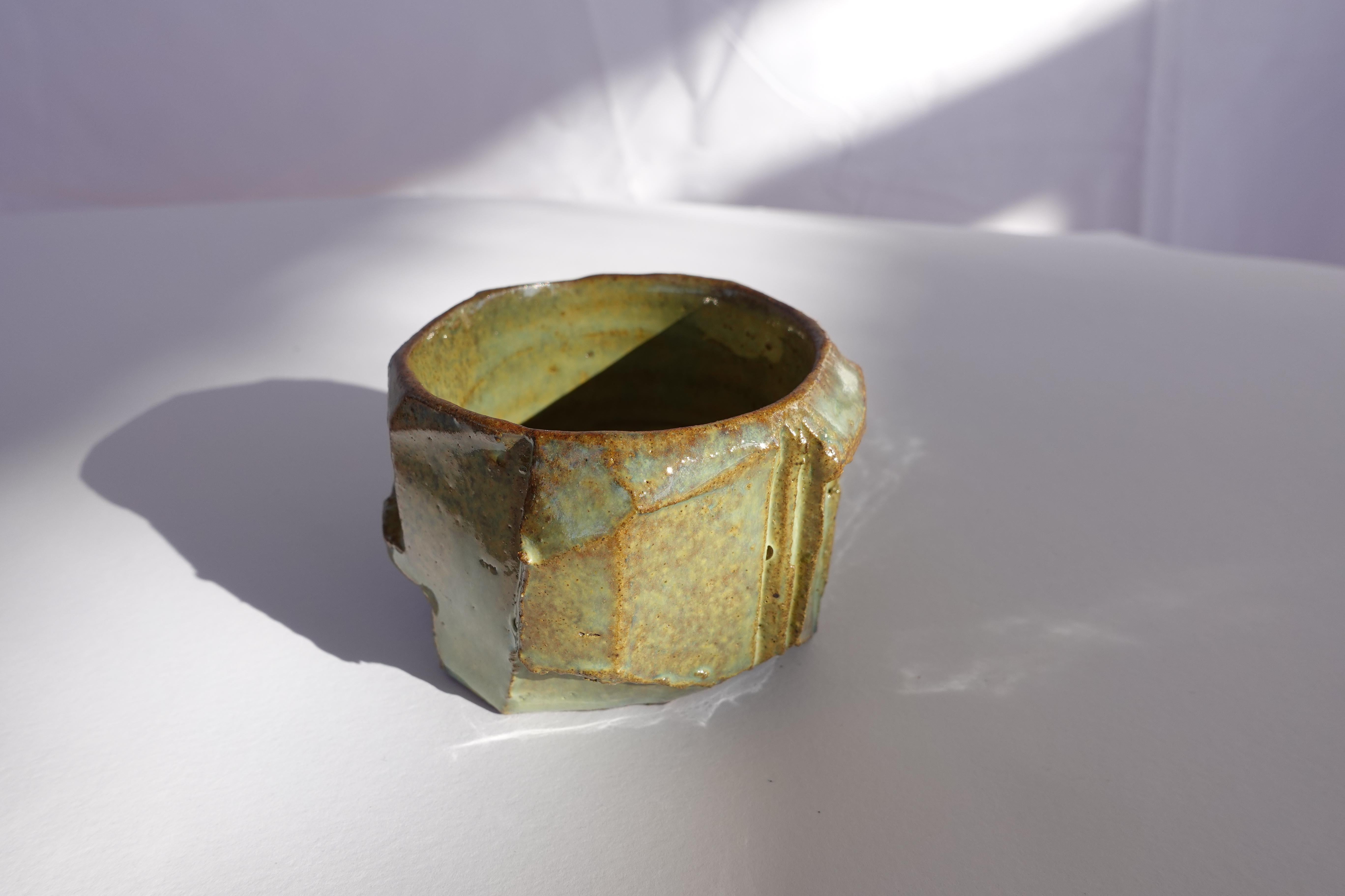 Kurinuki Carved Coffee Cup by Audrey Vo Van – Stoneware - Wabi-Sabi For Sale 4