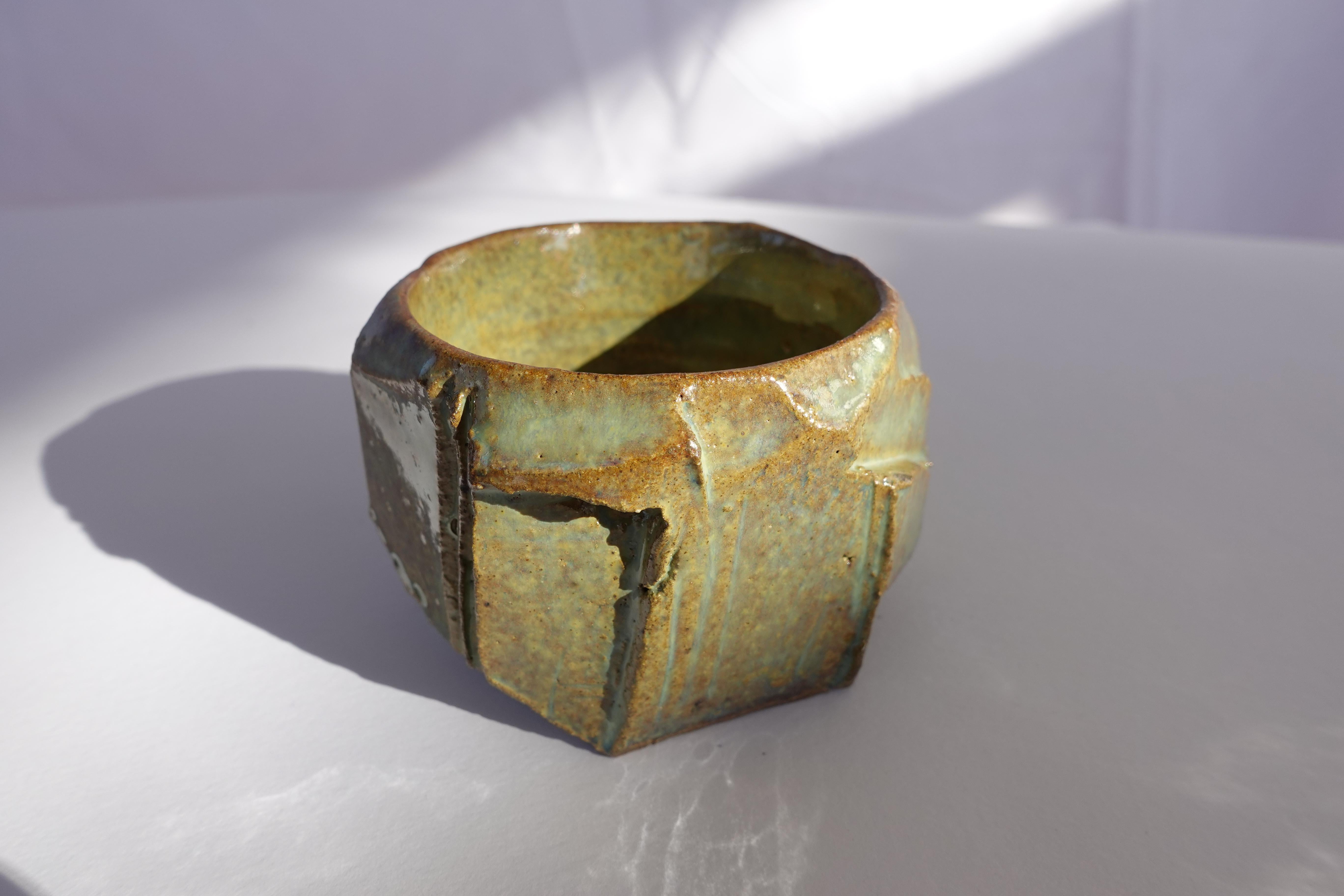 Kurinuki Carved Coffee Cup by Audrey Vo Van – Stoneware - Wabi-Sabi For Sale 5