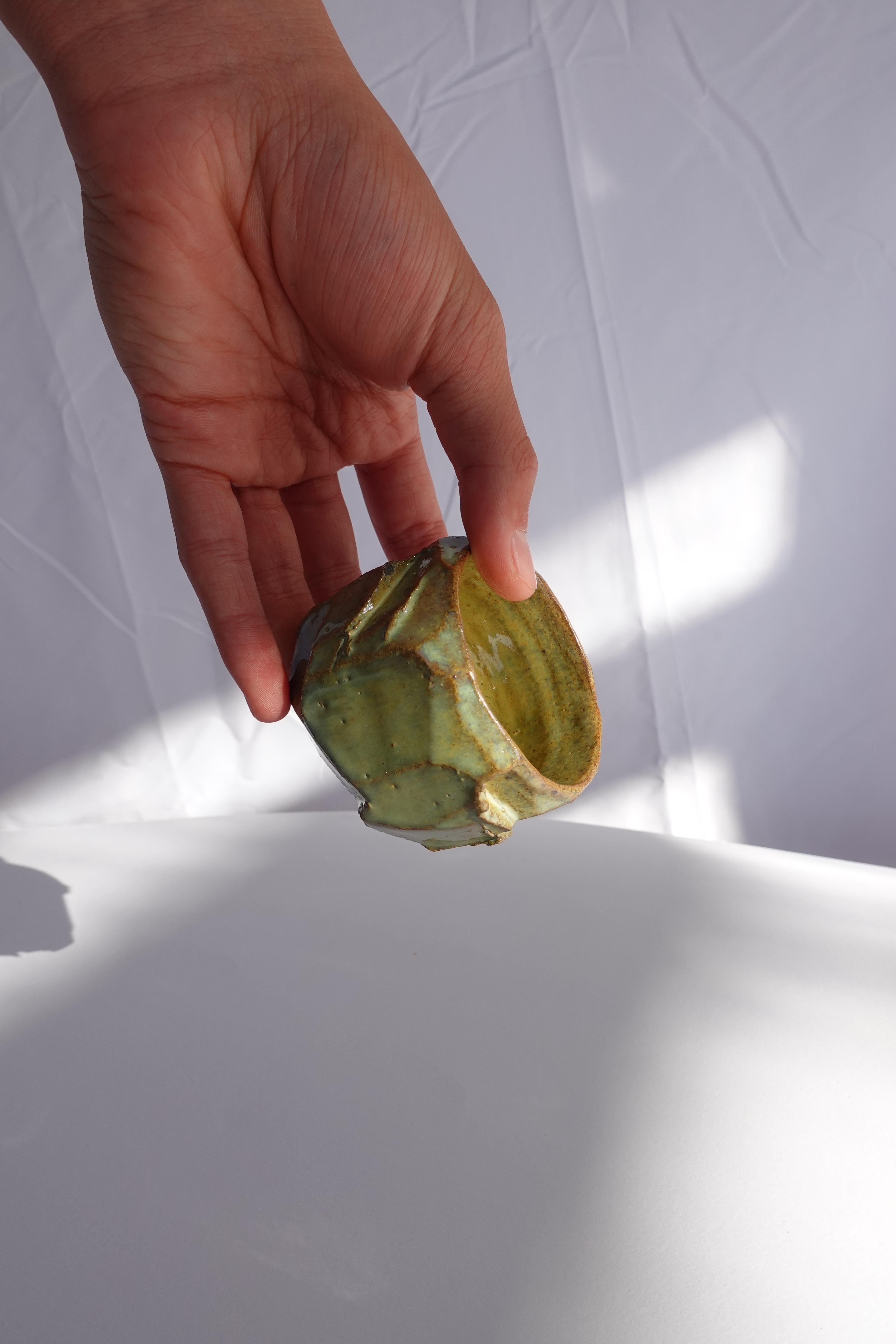 Kurinuki Carved Coffee Cup by Audrey Vo Van – Stoneware - Wabi-Sabi For Sale 6