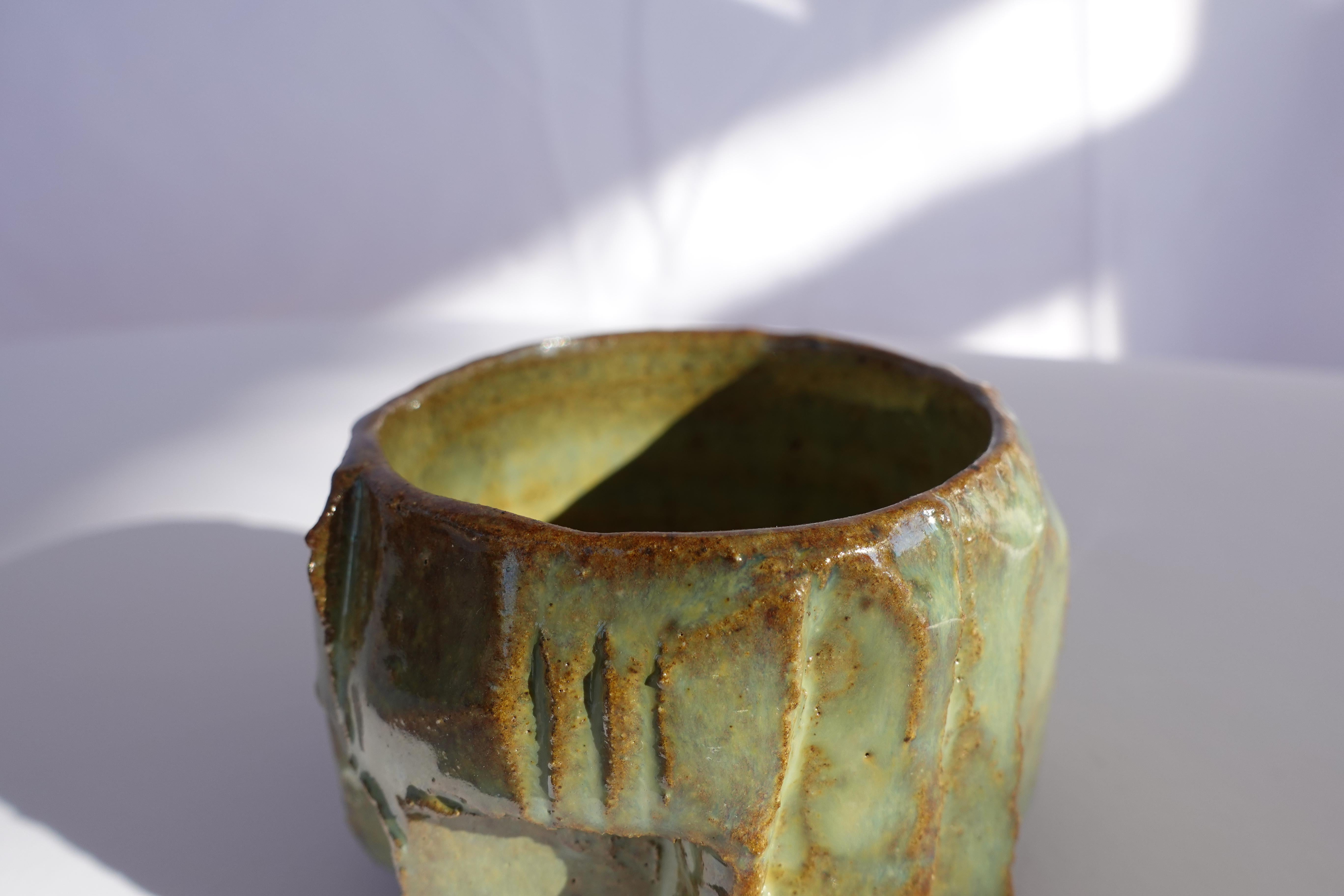 Coupe sculptée Kurinuki par Audrey Vo Van - Grès - Wabi-Sabi en vente 6