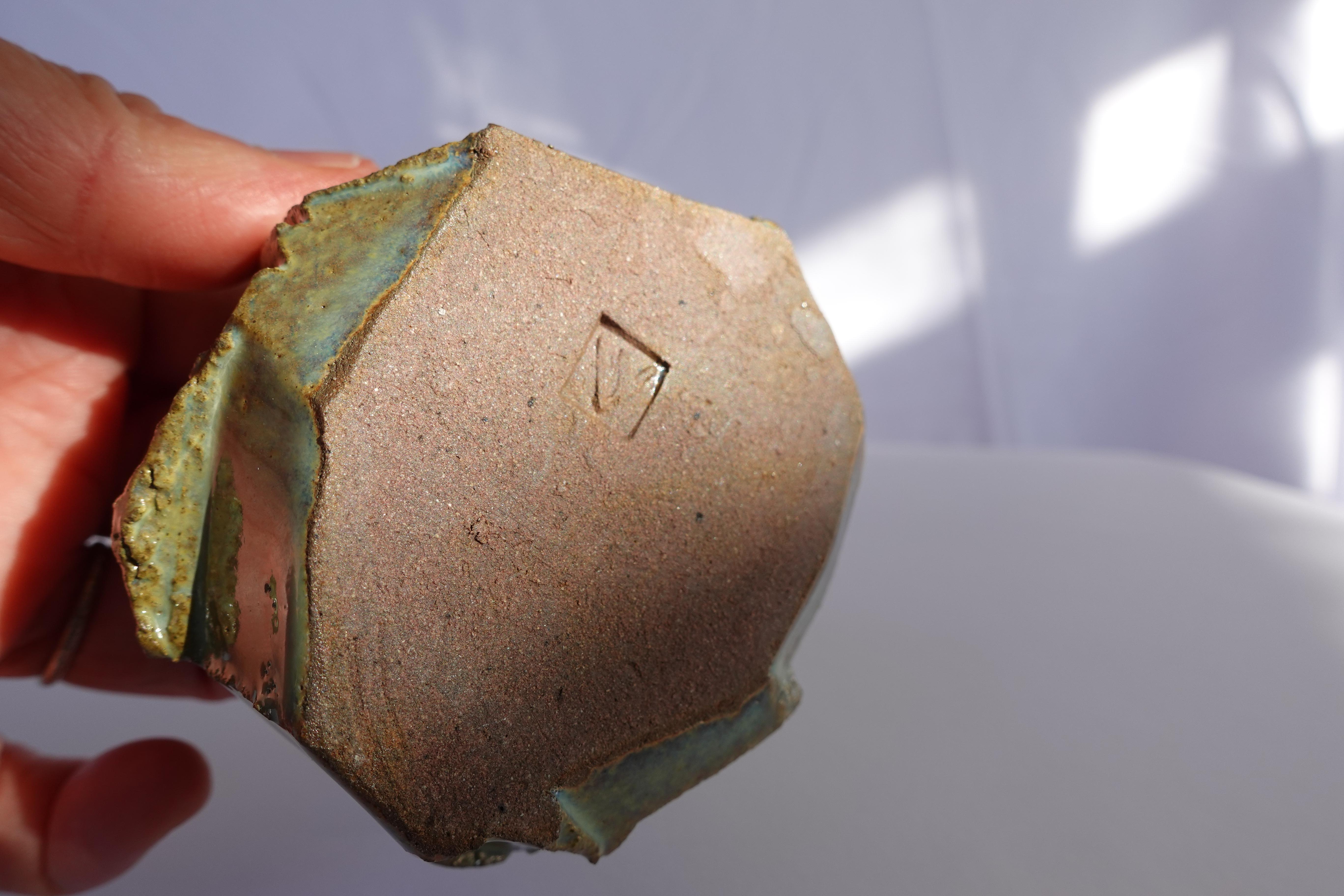 French Kurinuki Carved Coffee Cup by Audrey Vo Van – Stoneware - Wabi-Sabi For Sale