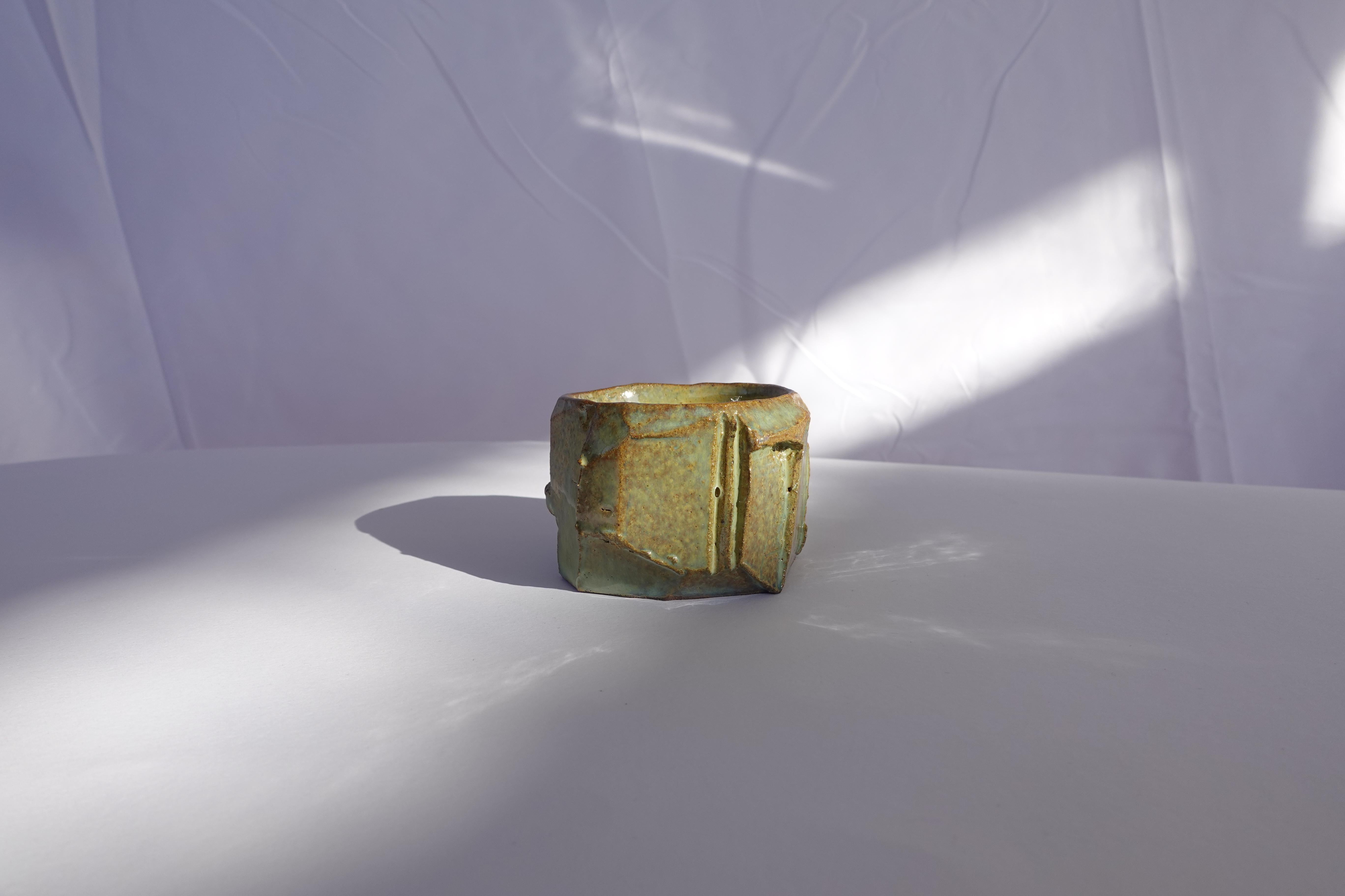 Hand-Carved Kurinuki Carved Coffee Cup by Audrey Vo Van – Stoneware - Wabi-Sabi For Sale