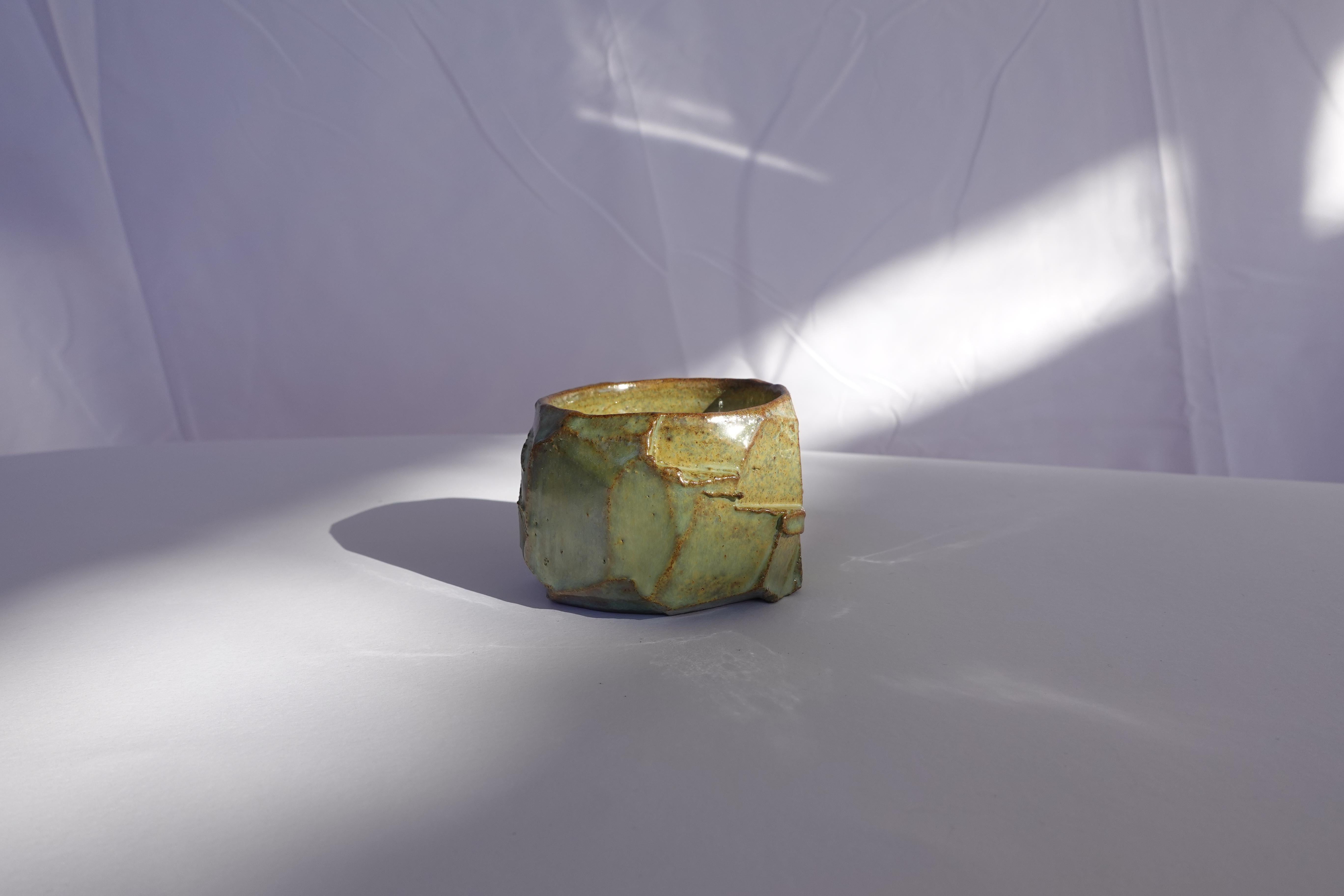 Ceramic Kurinuki Carved Coffee Cup by Audrey Vo Van – Stoneware - Wabi-Sabi For Sale