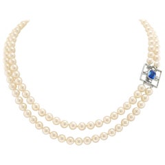 Vintage Kurt Aepli for Burch Sapphire, Diamond and Pearl Necklace