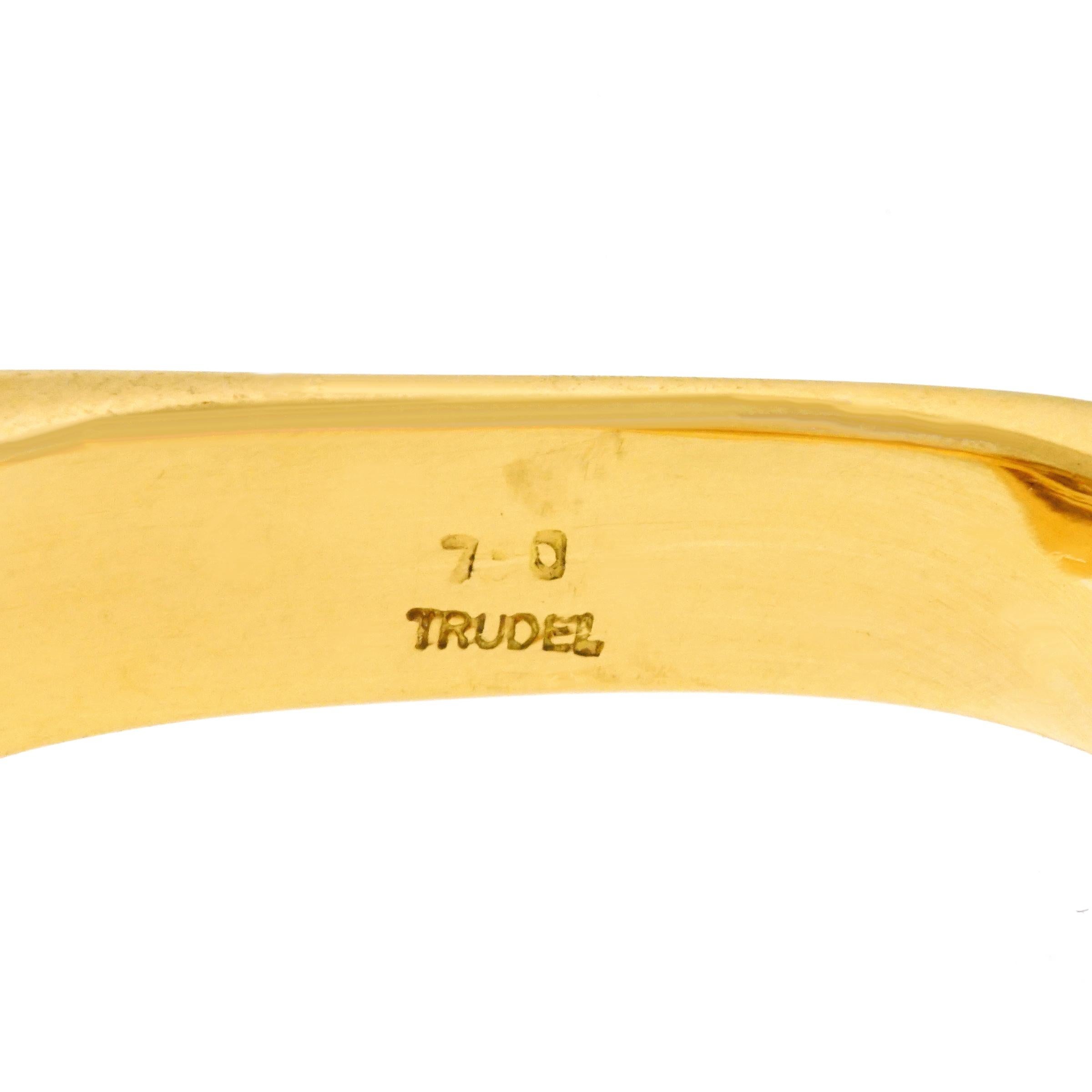 Women's or Men's Kurt Aepli for Trudel 1970s Modernist Diamond Set Gold Ring