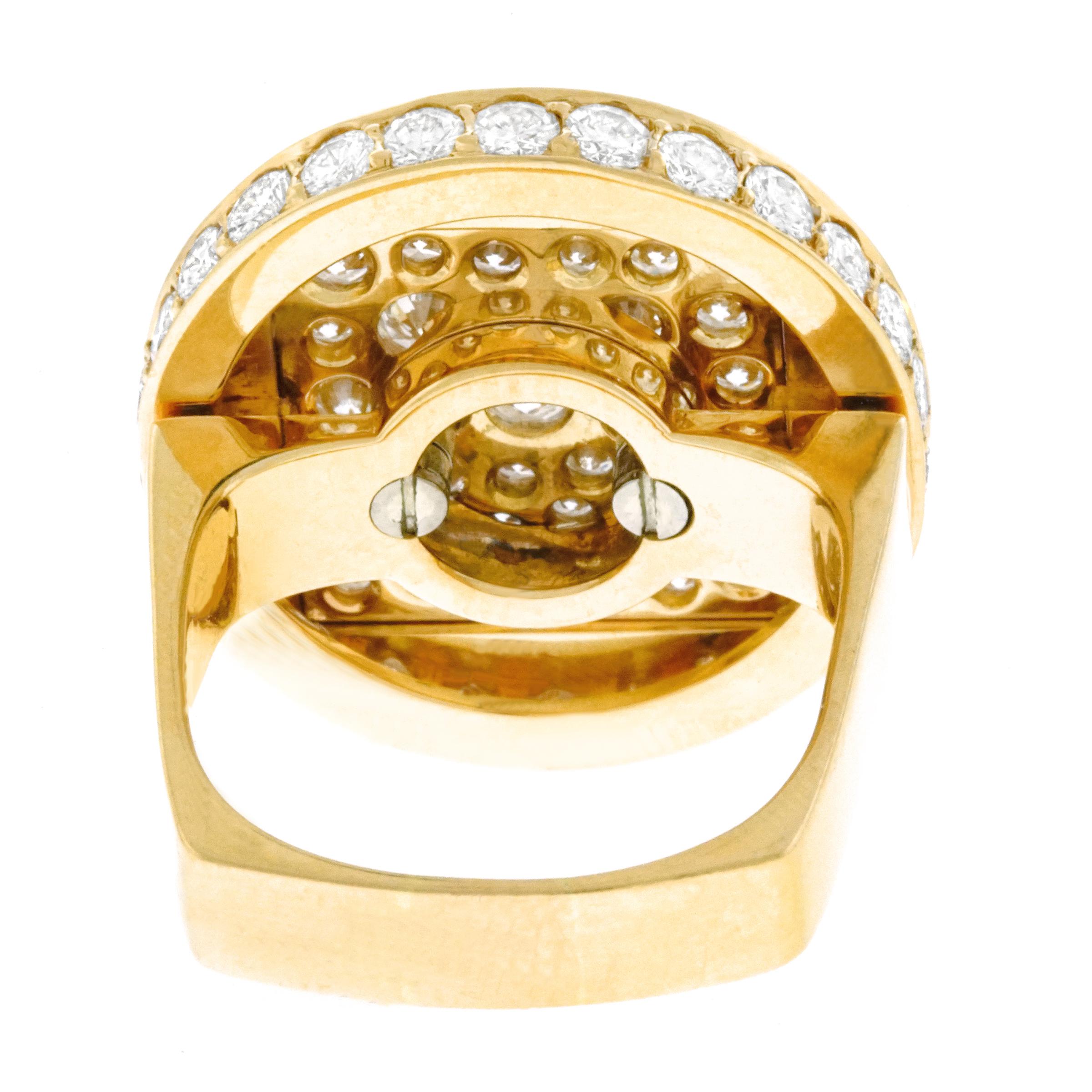 Kurt Aepli for Trudel 1970s Modernist Diamond Set Gold Ring 3