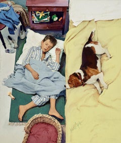 Amante degli animali - Illustrazione di copertina di rivista con cane e bambino