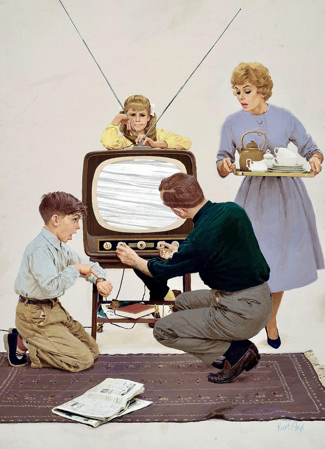 Figurative Painting di Kurt Ard - Sbrigati papà - Copertina originale della rivista