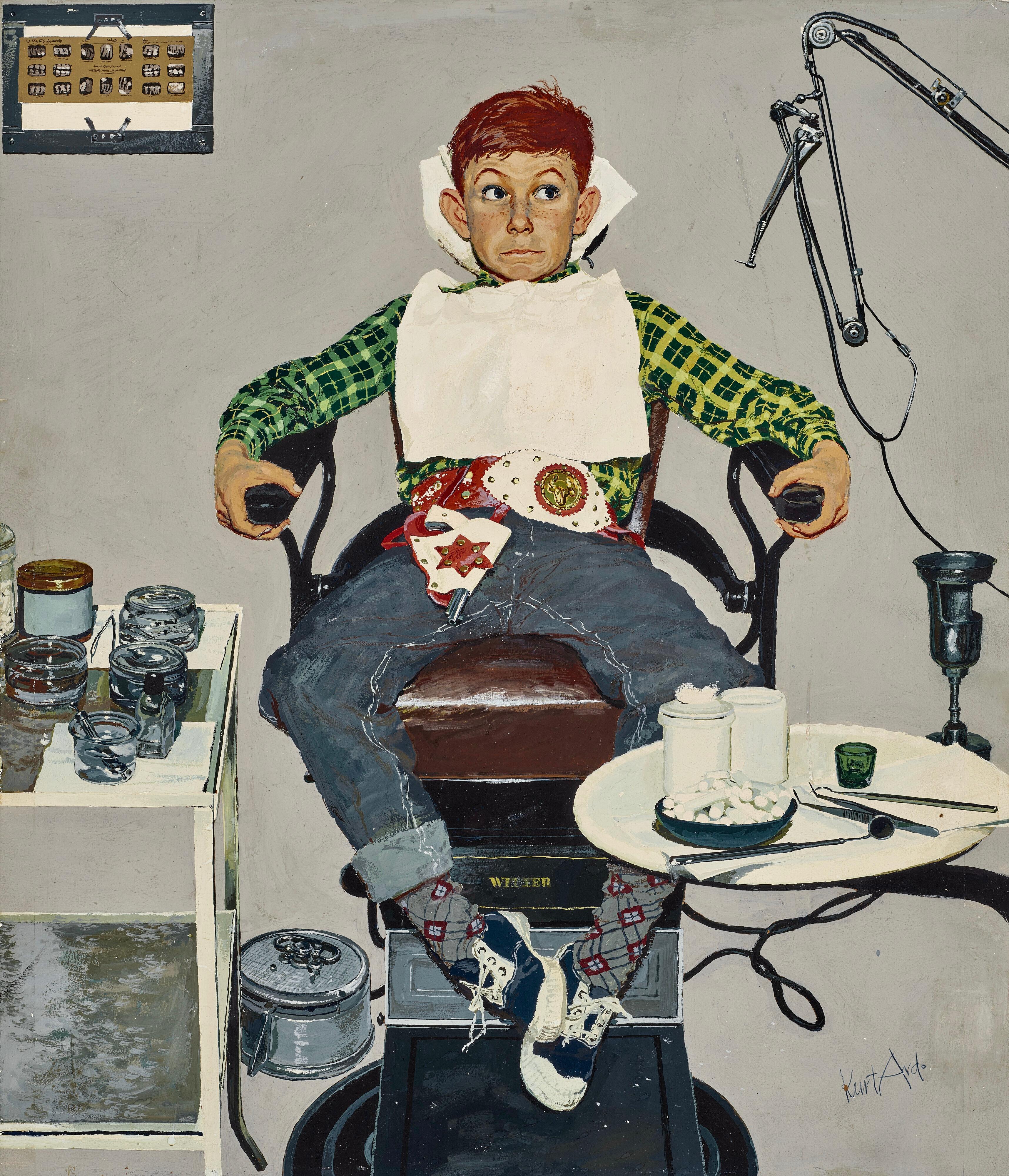 Figurative Painting di Kurt Ard - Sulla poltrona del dentista, Post Cover